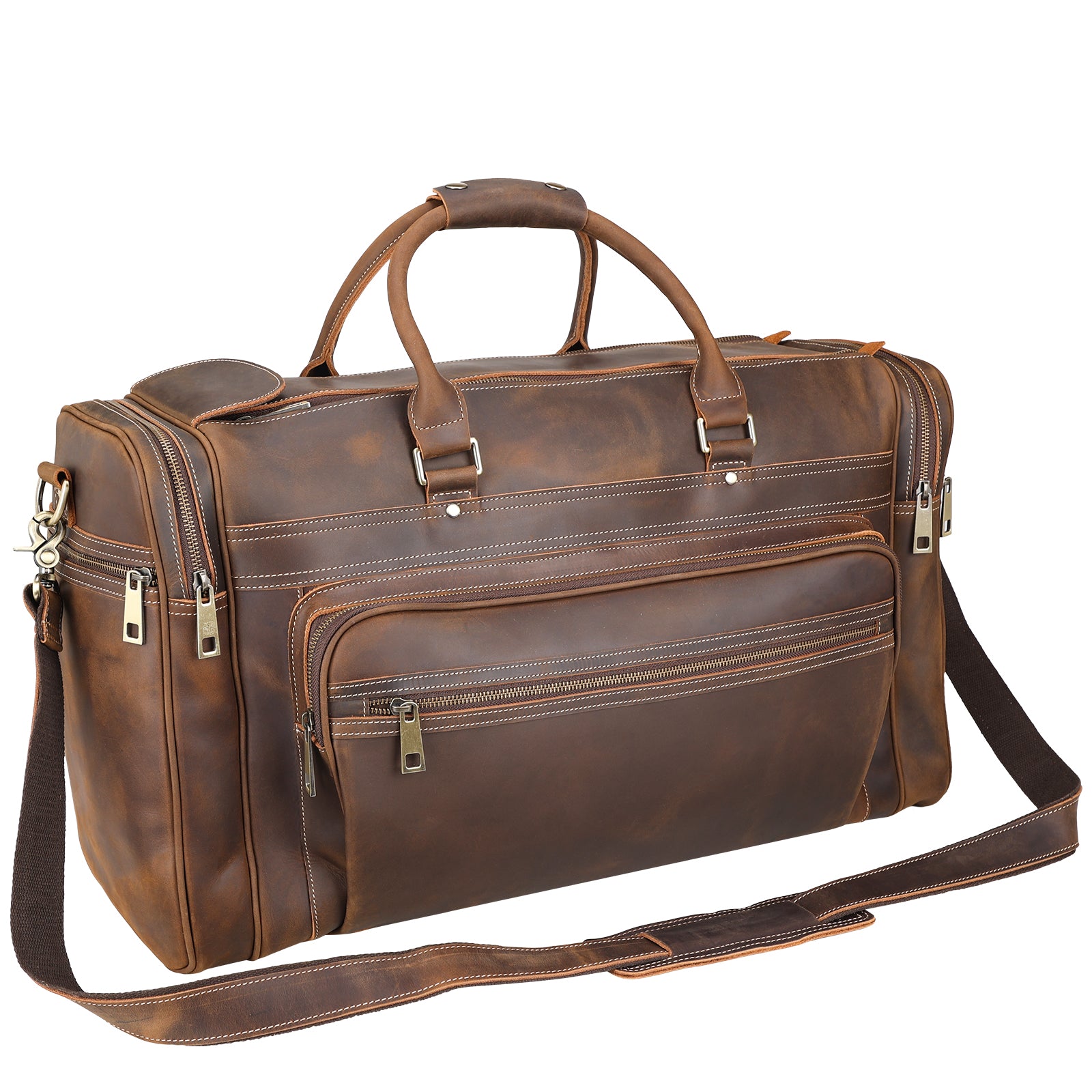 Polare 24 Retro Full Grain Leather Duffel Weekender Travel Overnight