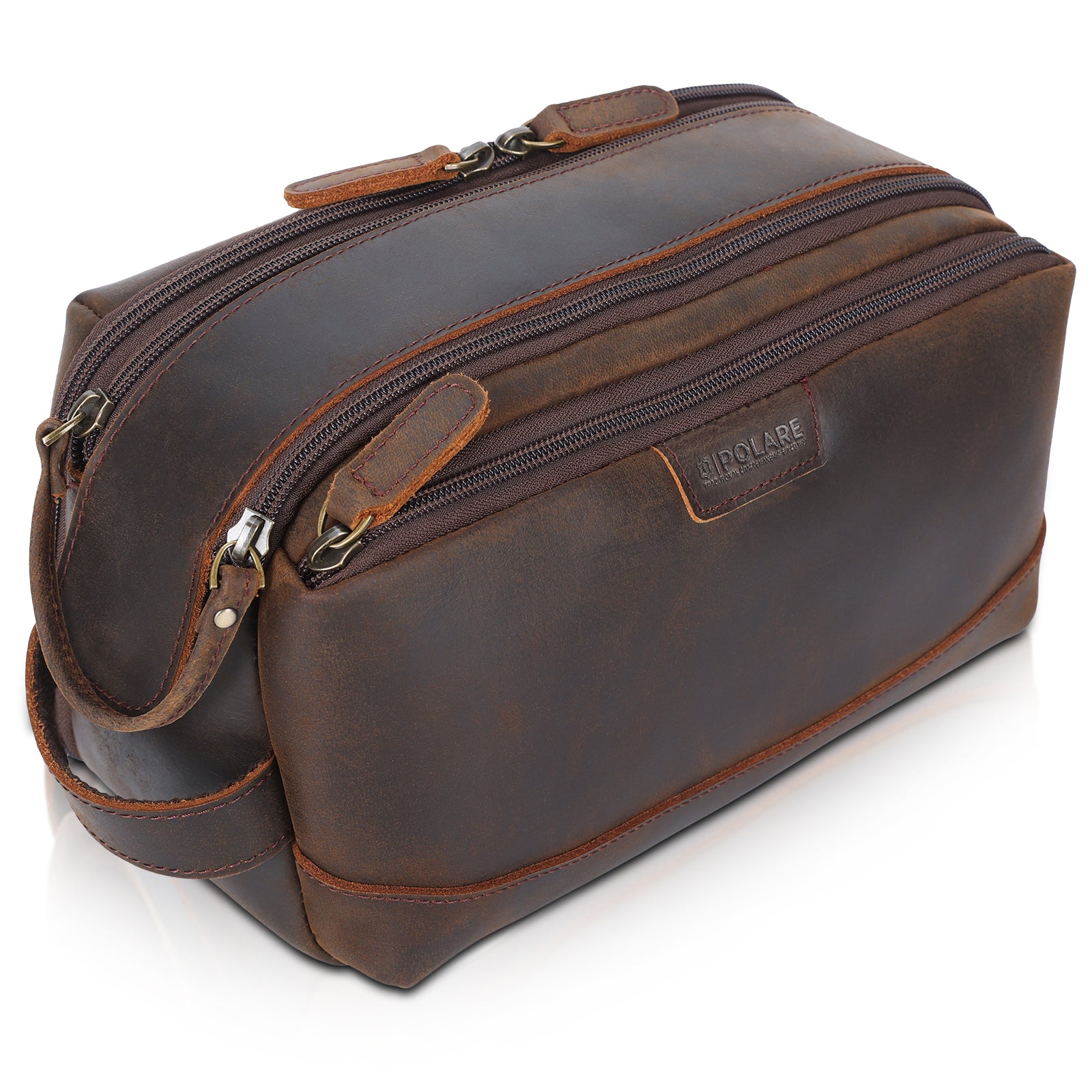 Men's New store Leather Toiletry Bag Brown