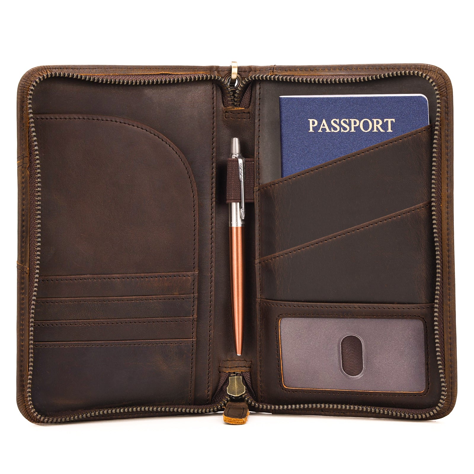 Deluxe Travel Organizer Wallet Passport Case Airline Ticket Holder Safe  Zippered Removable Handle