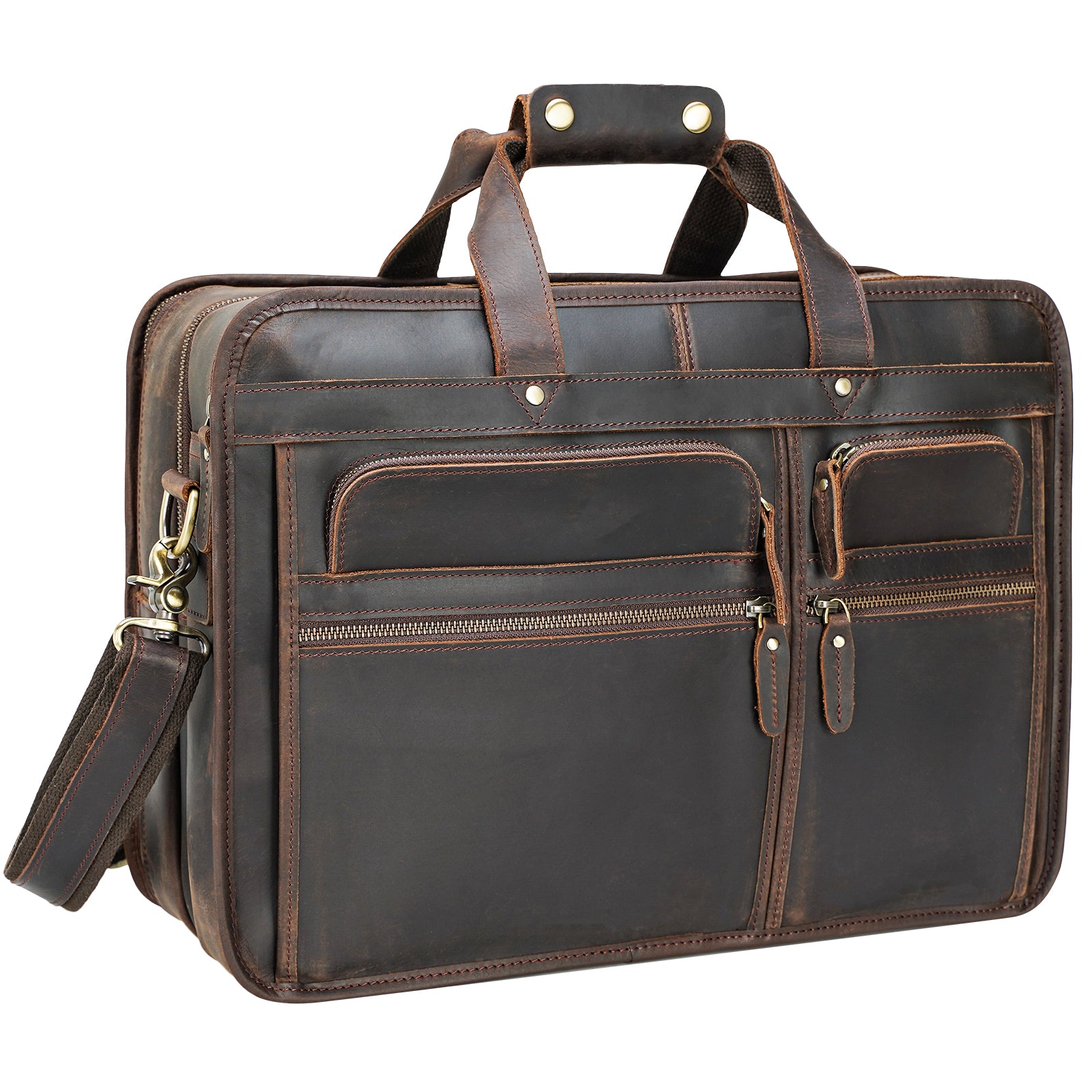 Laptop　Full　Briefcase　Grain　Leather　17''　Polare　Messenger　Attache　Case