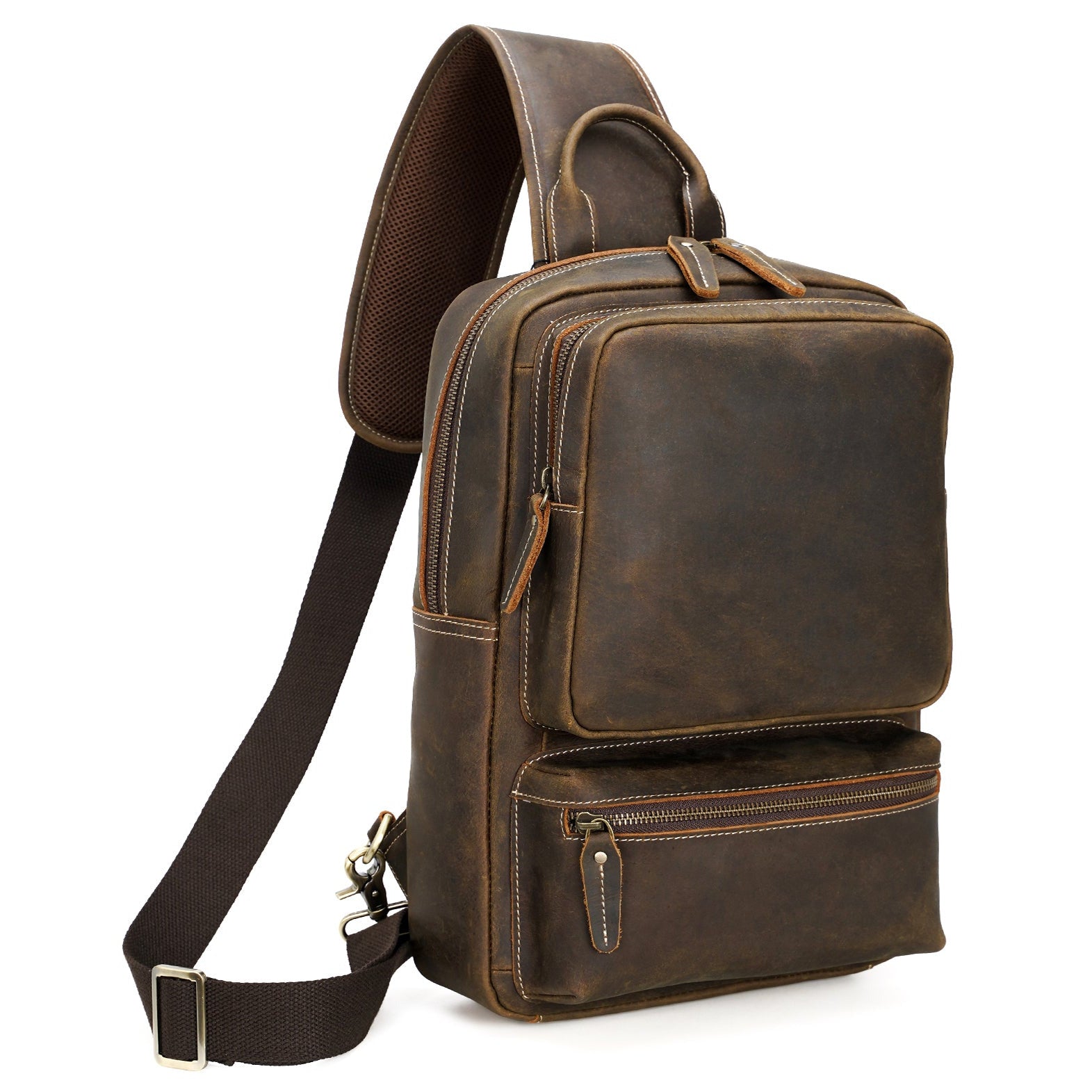 Leather sling backpack clearance purses