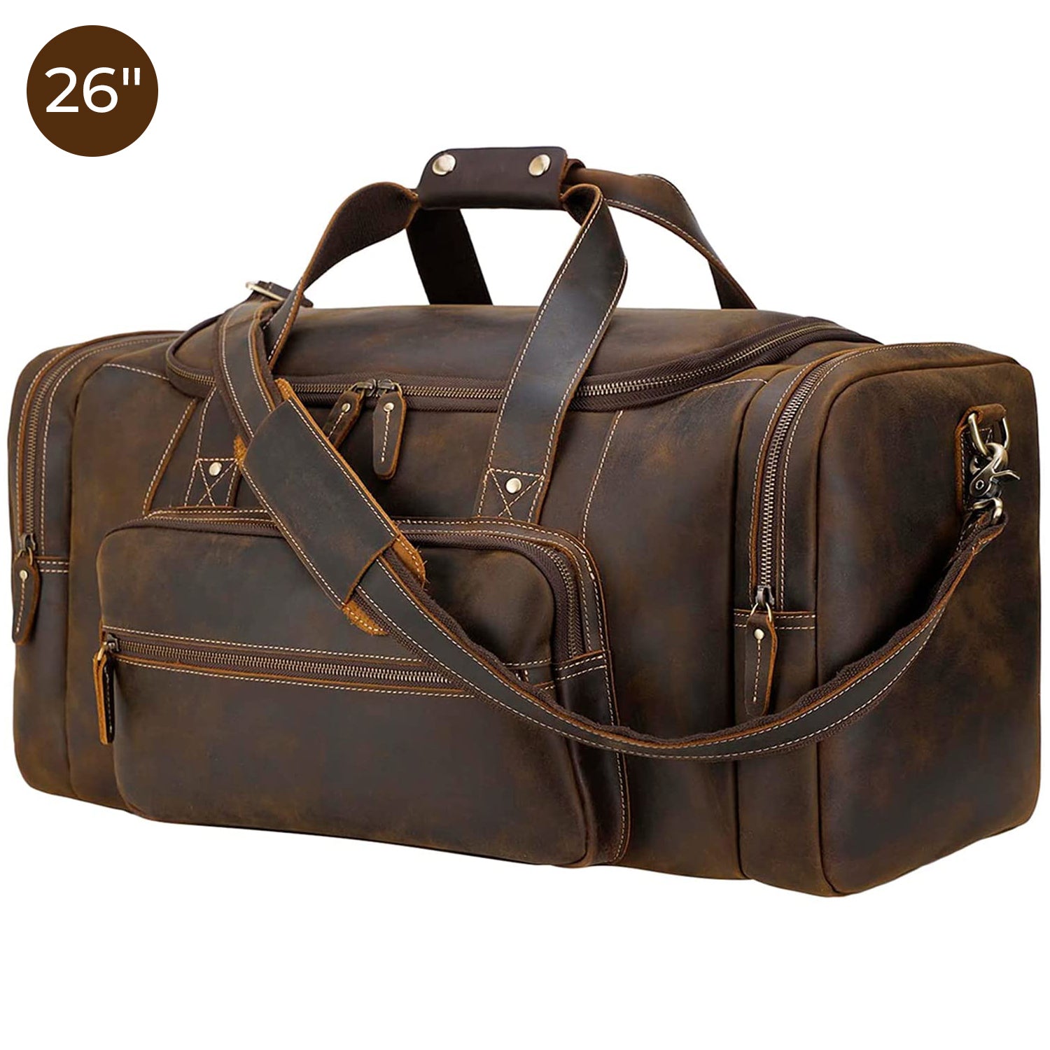 Large leather store duffle bag mens