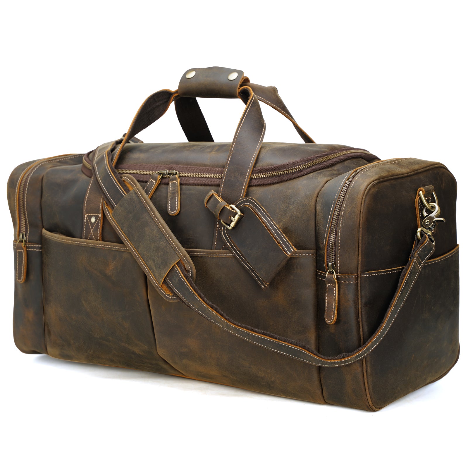 Leather sports 2024 duffel bag