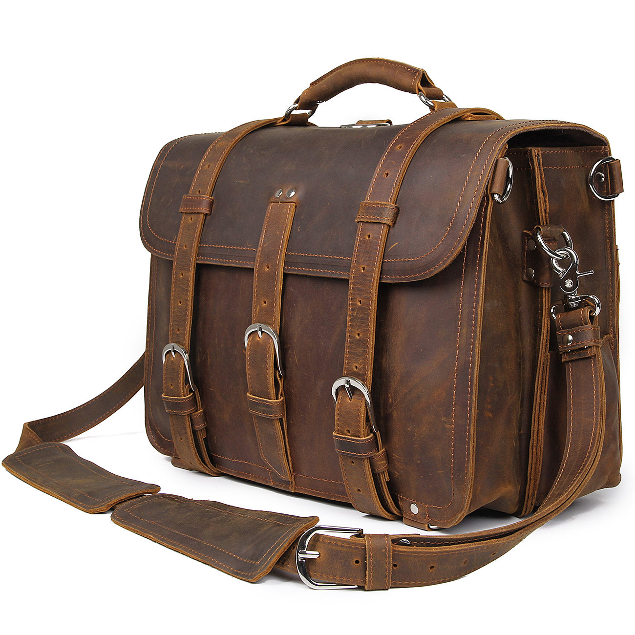 Top grain leather messenger clearance bag