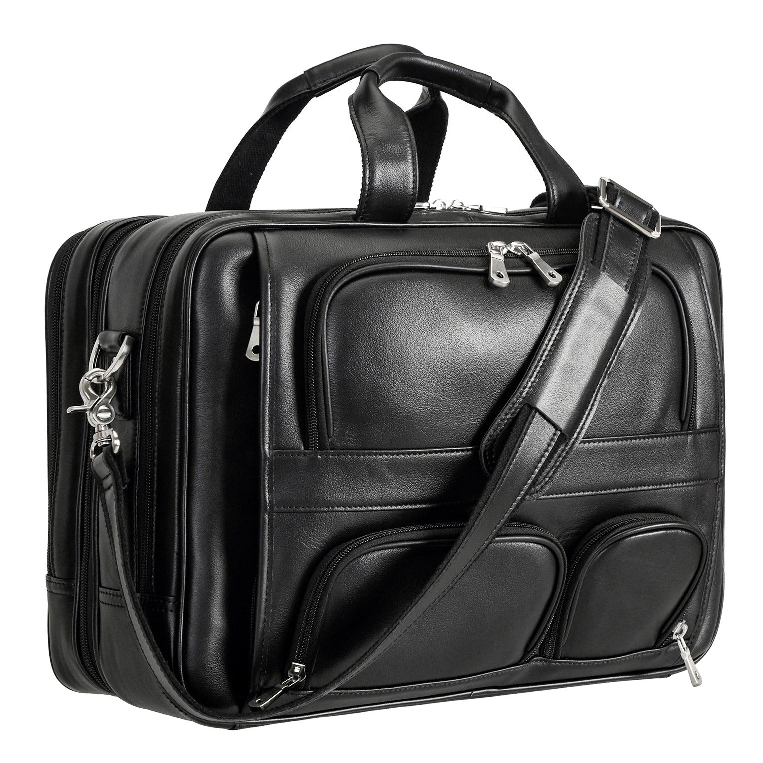 Leather clearance briefcase black