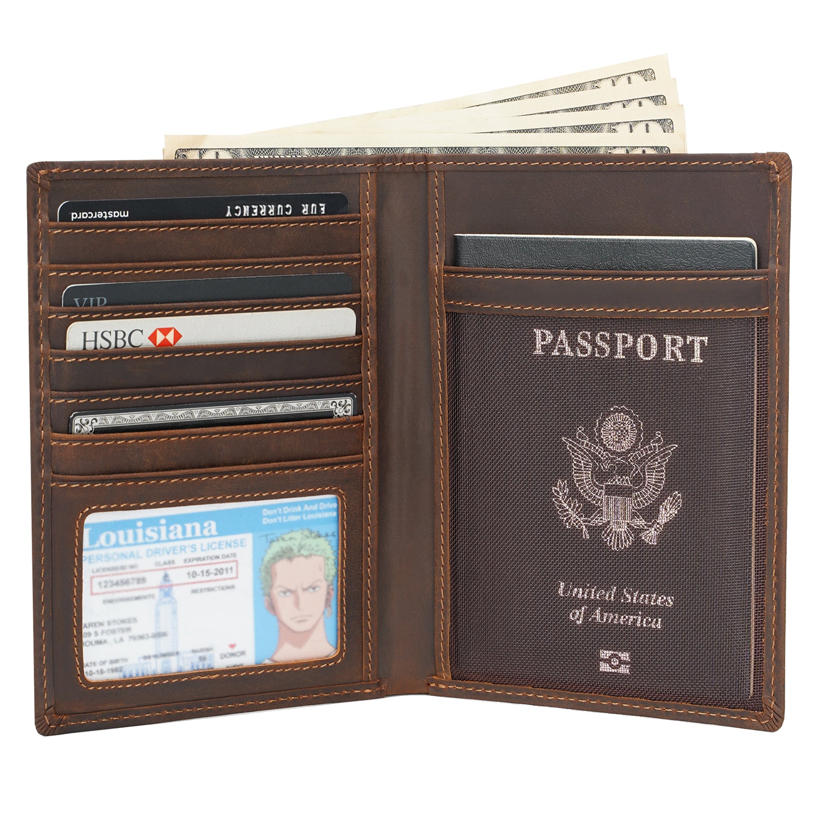 Polare Luxury RFID Blocking Leather Passport Holder Travel Wallet For Men  and Women