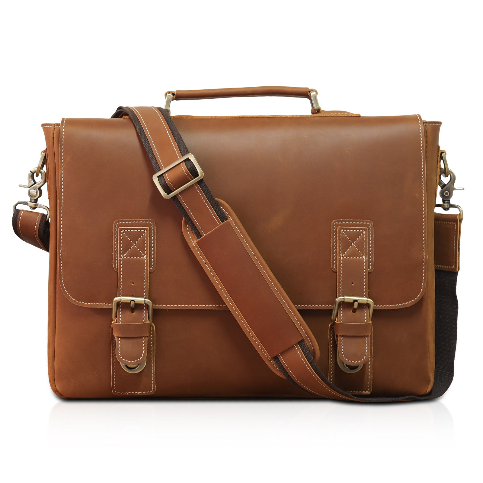 Polare Vintage Leather Messenger Bag (Light Brown) 