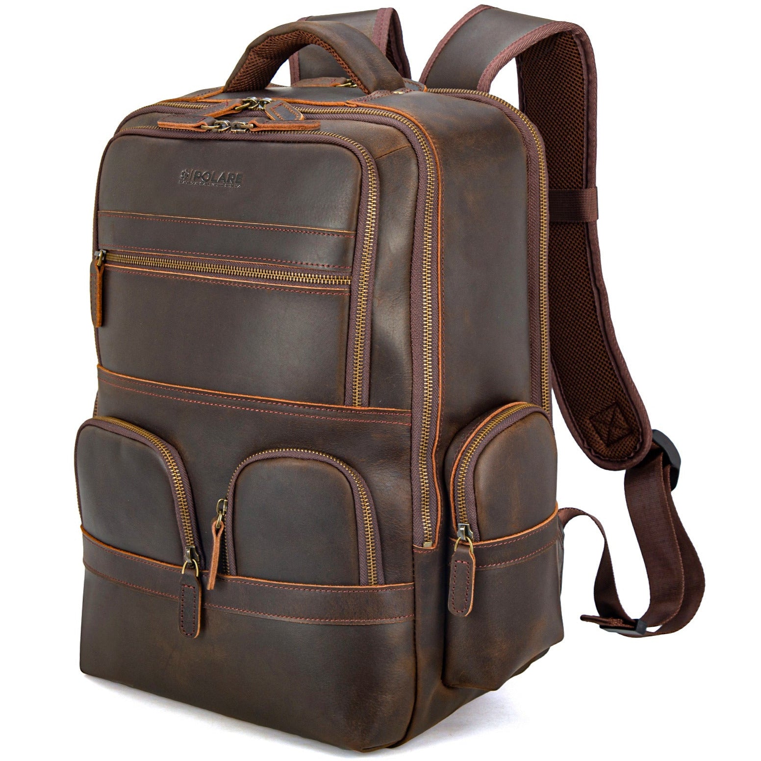 New Fashion Mens Leather School Backpack Waterproof Laptop Travel Bag B