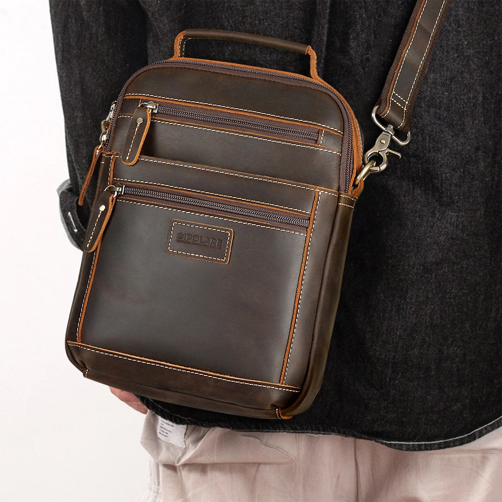 Full grain leather crossbody bag best sale