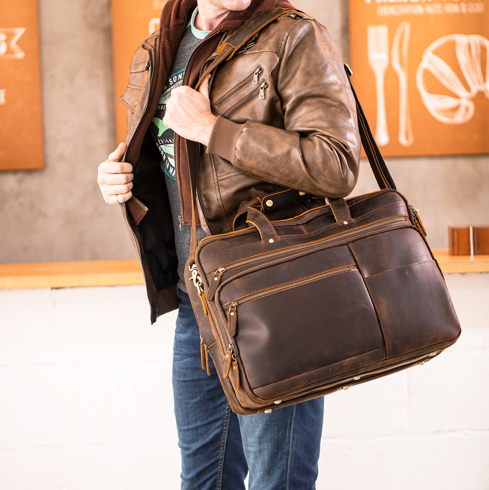 Laptop briefcase leather hotsell