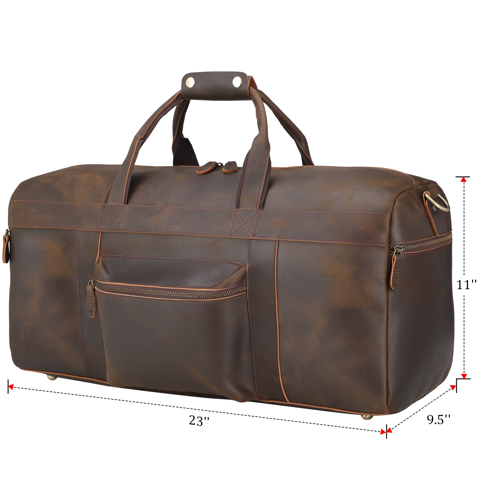 Polare 23'' Vintage Full Grain Cowhide Leather Weekender Duffle Bag Ov