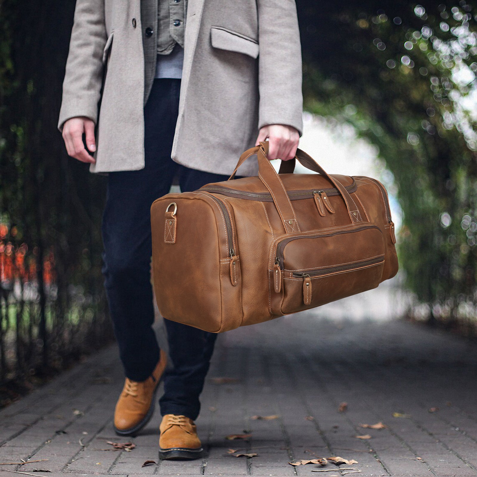 Leather gym outlet bag