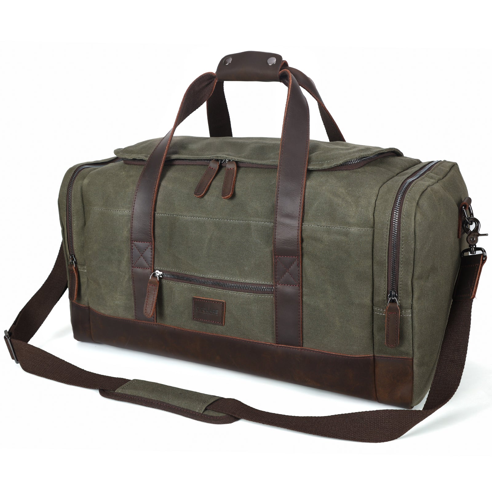 Travel Duffel Bags Weekender Bag Waterproof Waxed sale Canvas Genuine Leather Duffle