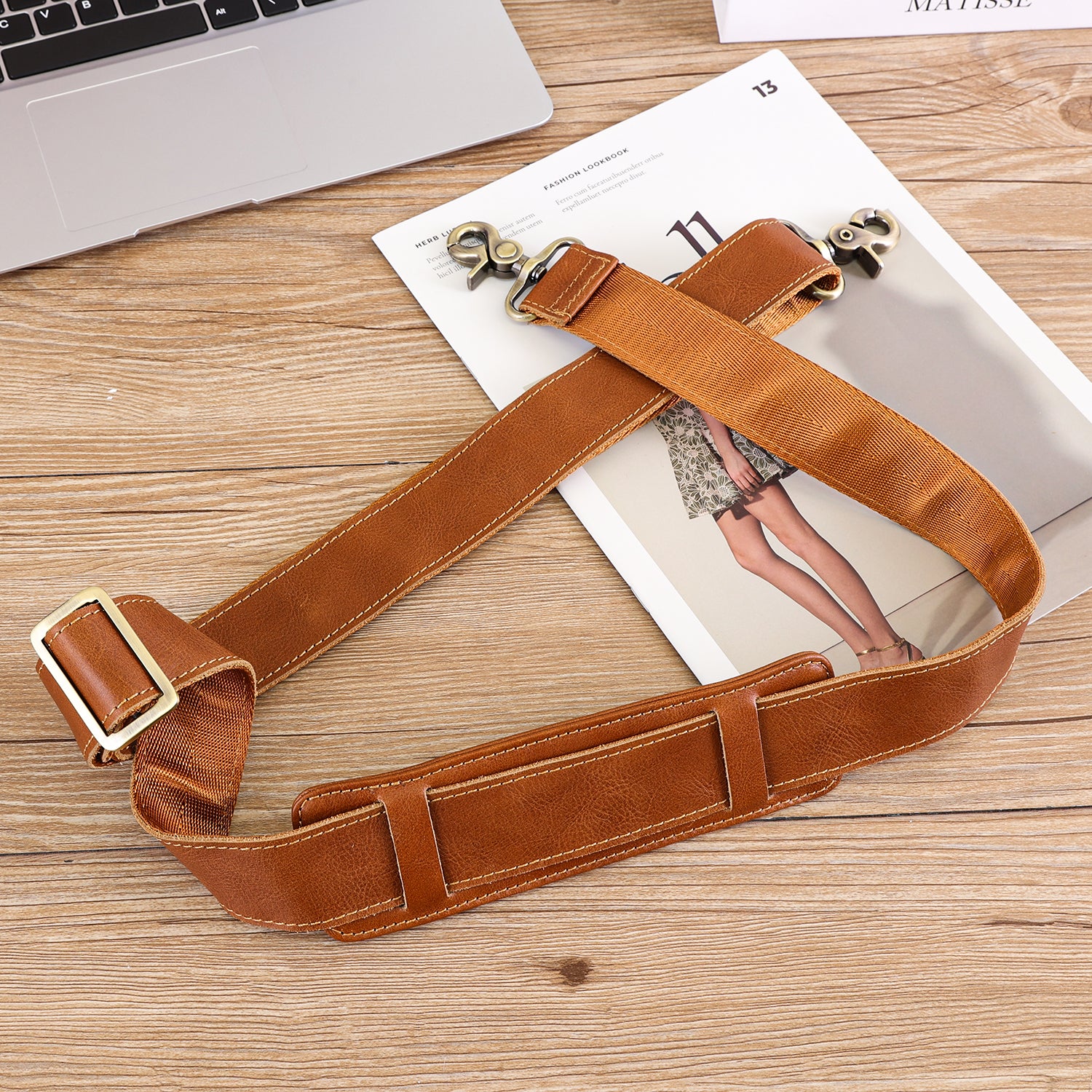 2 in. Wide Leather Crossbody Messenger Replacement Bag Strap