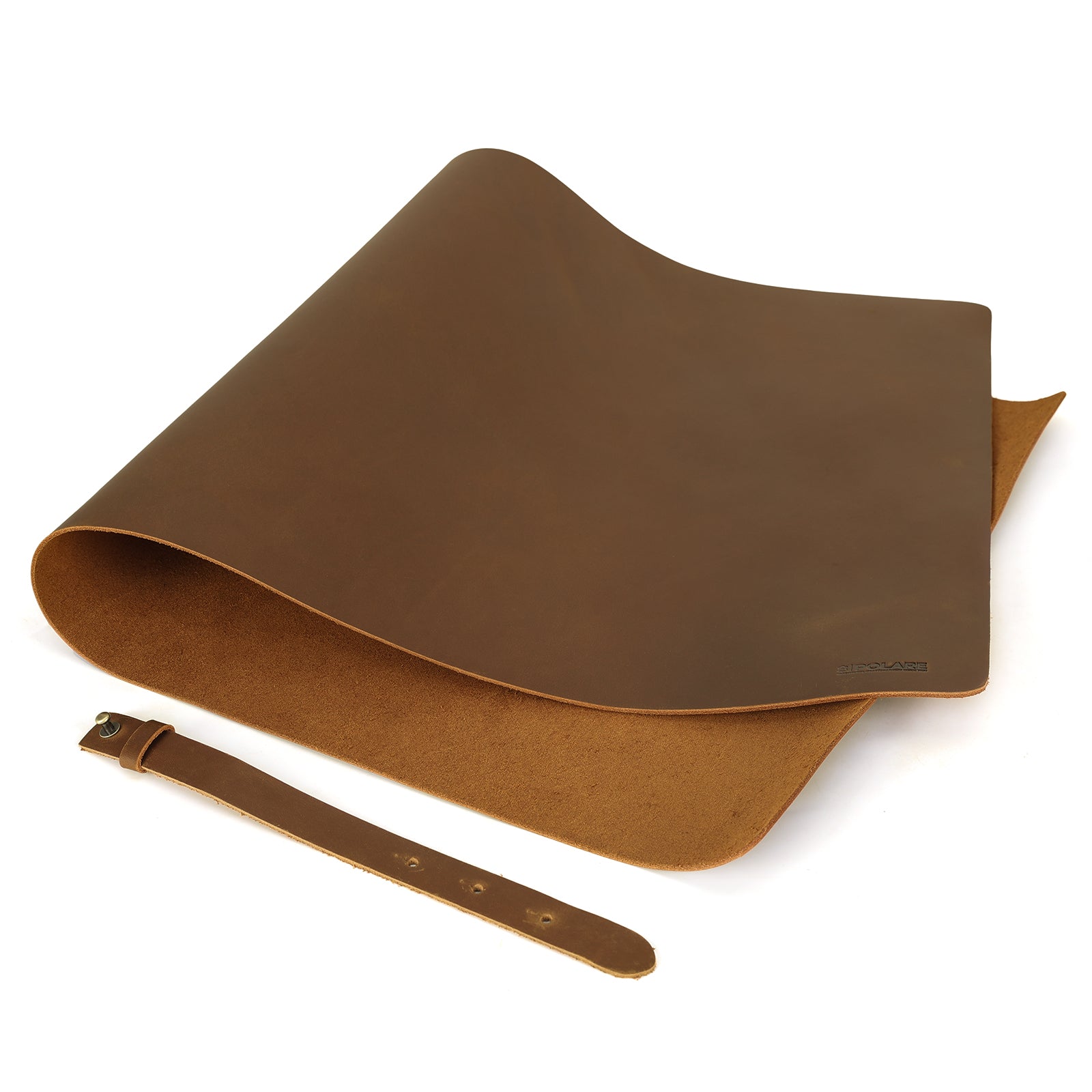 Polare 2mm Thick Large Full Grain Leather Desk Pad Protector (Brown)