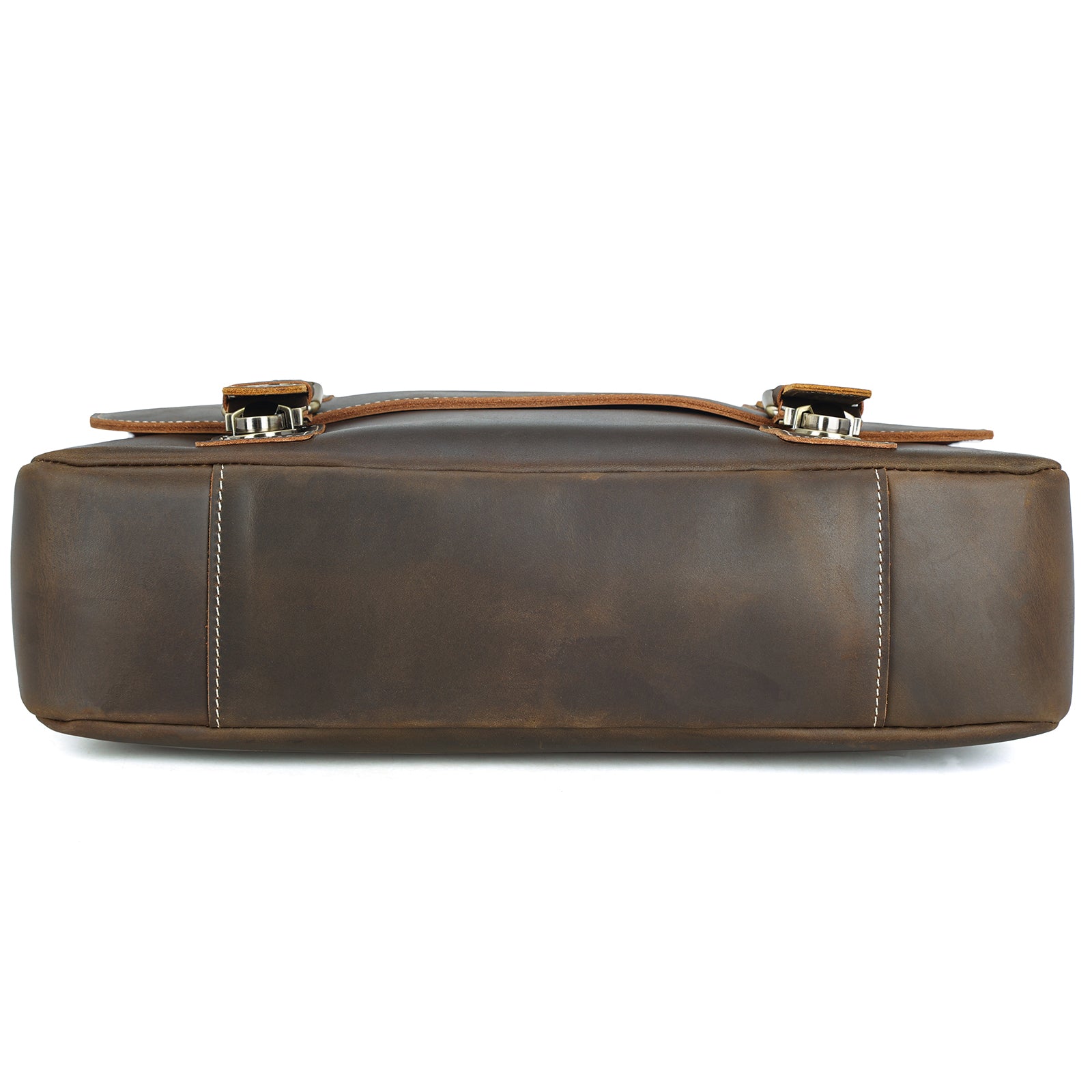 Polare Vintage Leather Messenger Bag(Dark Brown, Bottom)