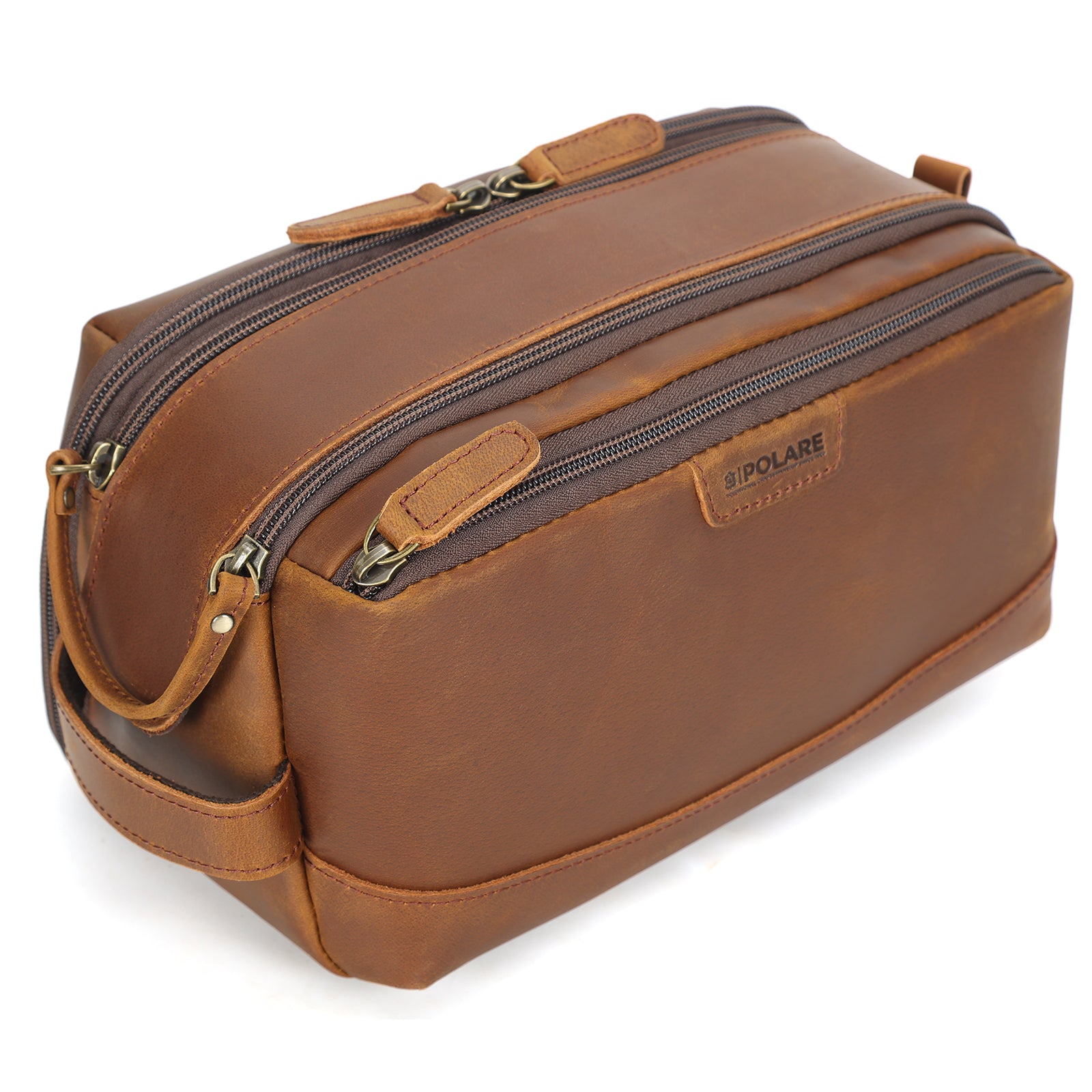 Men's New Leather discount Toiletry Bag Brown