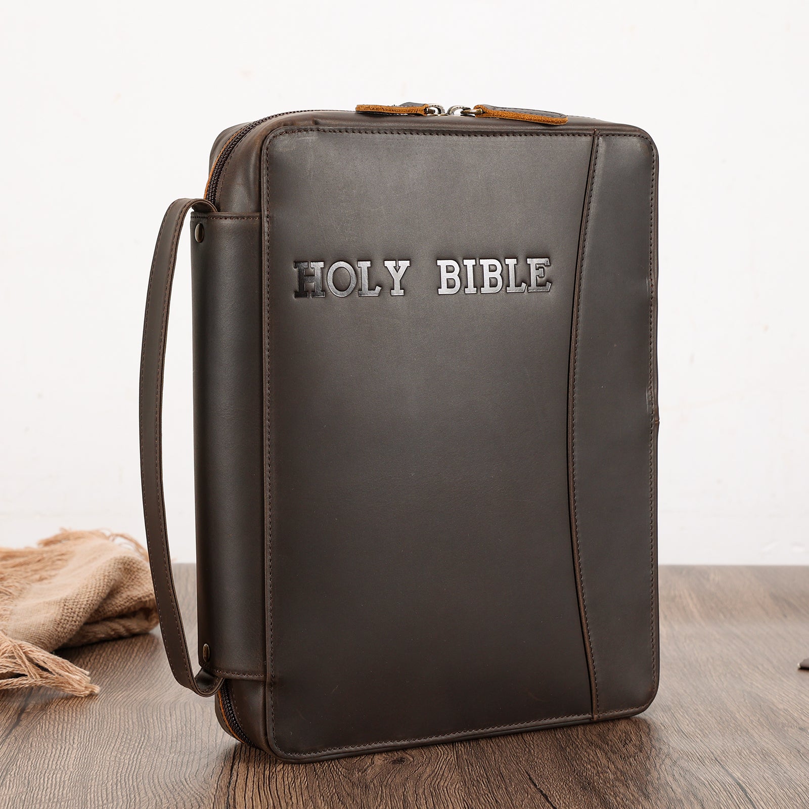 Leather Holy Bible Cover Carrying Book Case Protective Holder (Scenario Shows)