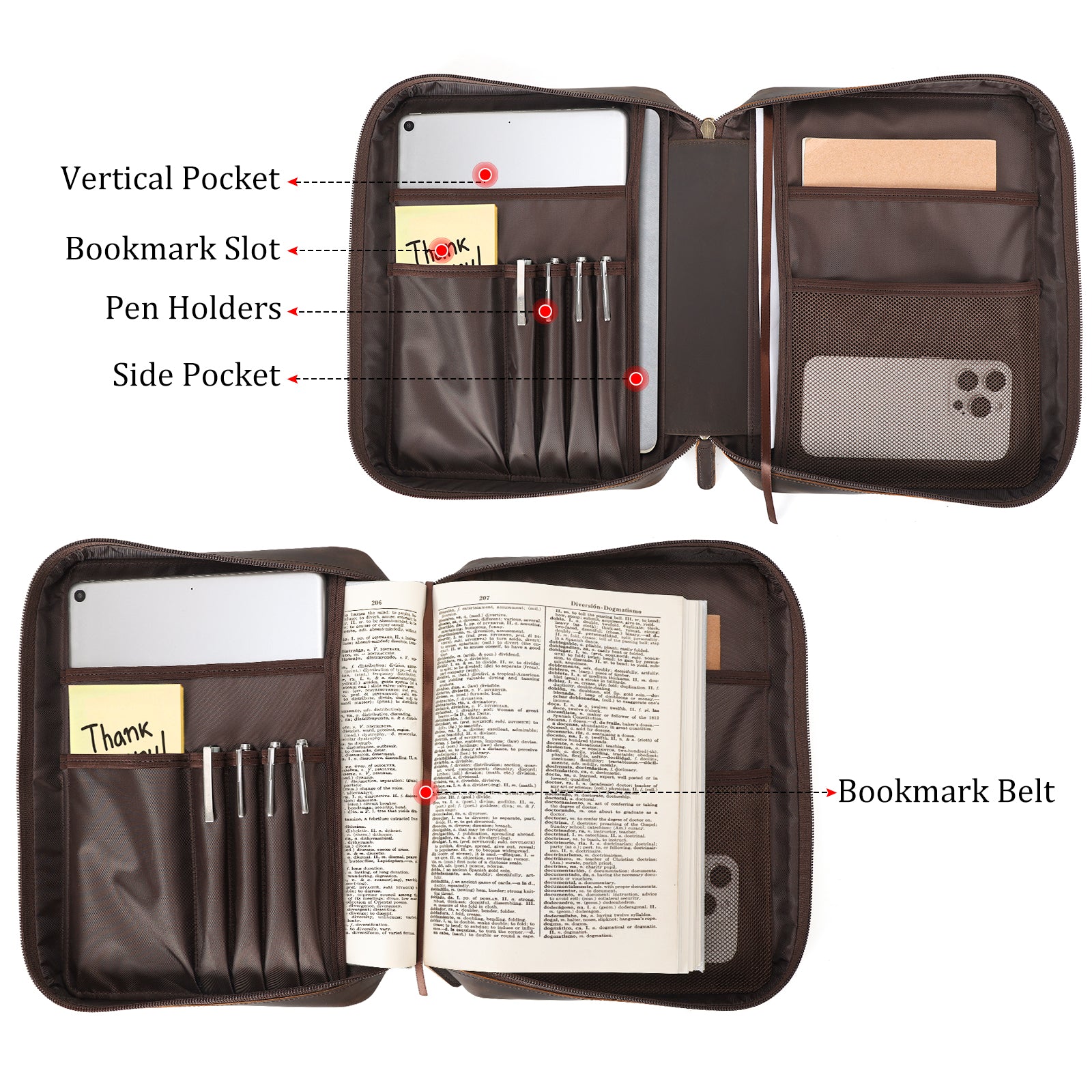 Leather Holy Bible Cover Carrying Book Case Protective Holder (Inside)