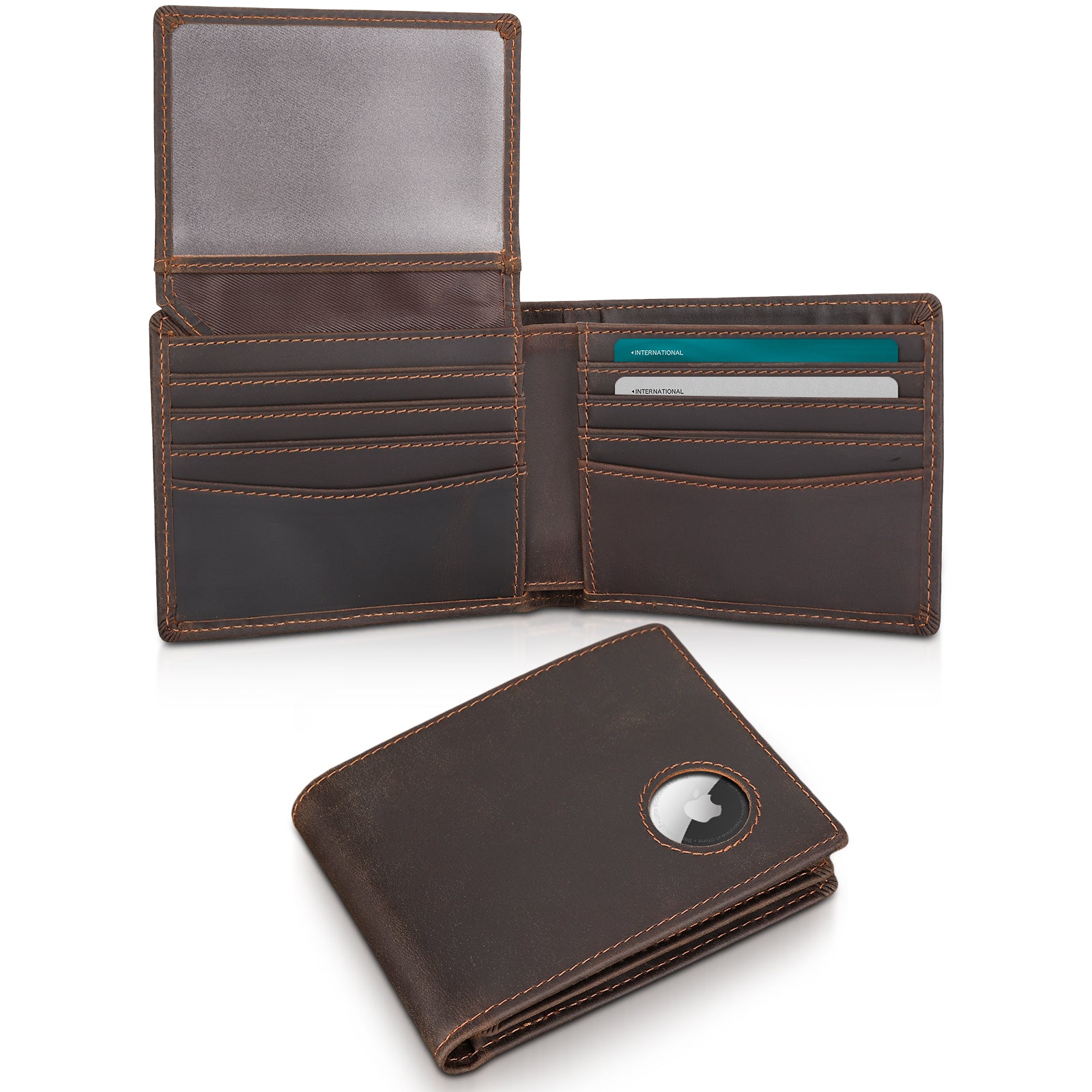 Polare Cowhide Leather Bifold Wallet with AirTag Slot