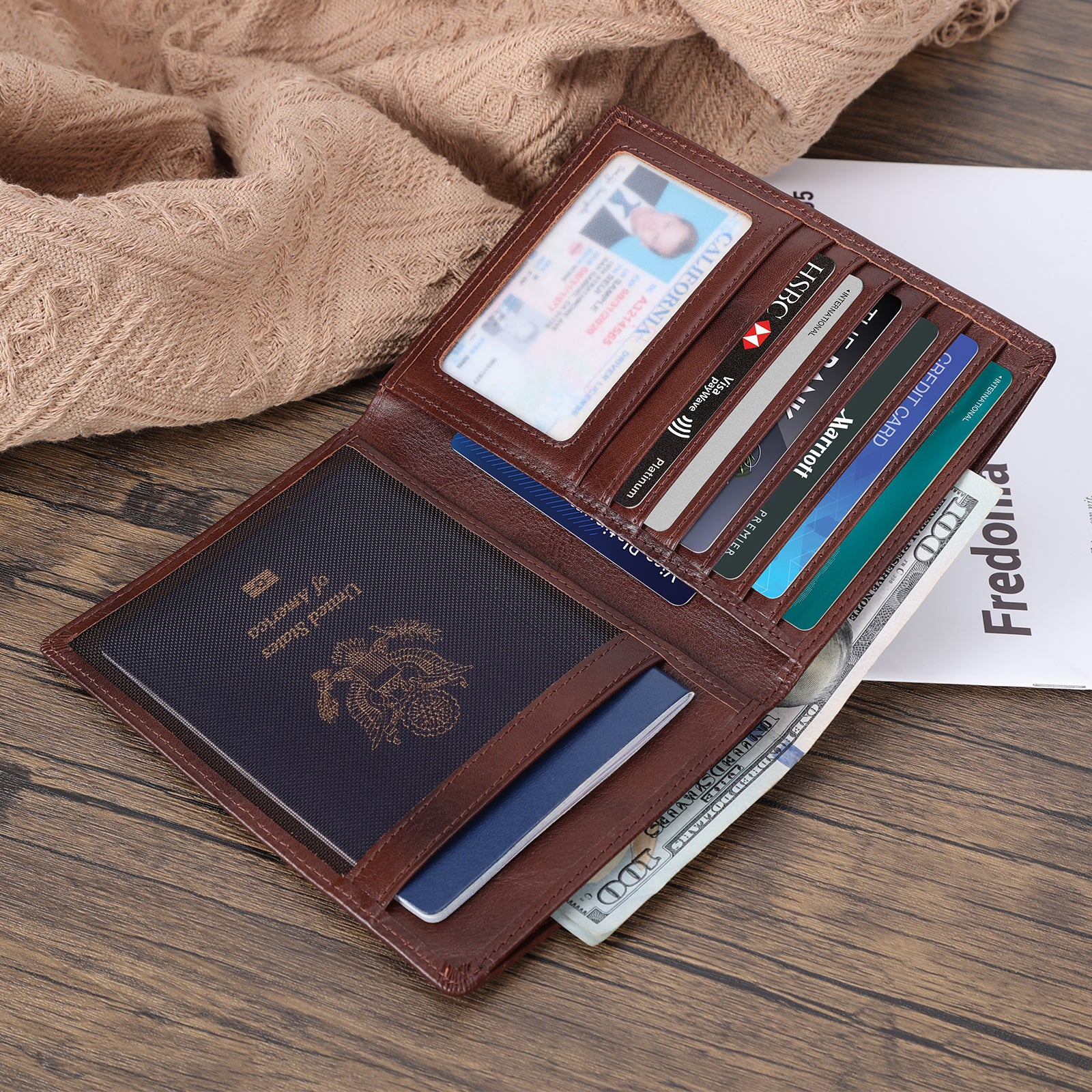 Travel wallet, genuine leather good document holder, gift for dad, leather card wallet, travel document holder, wallet for cards, gift for him.