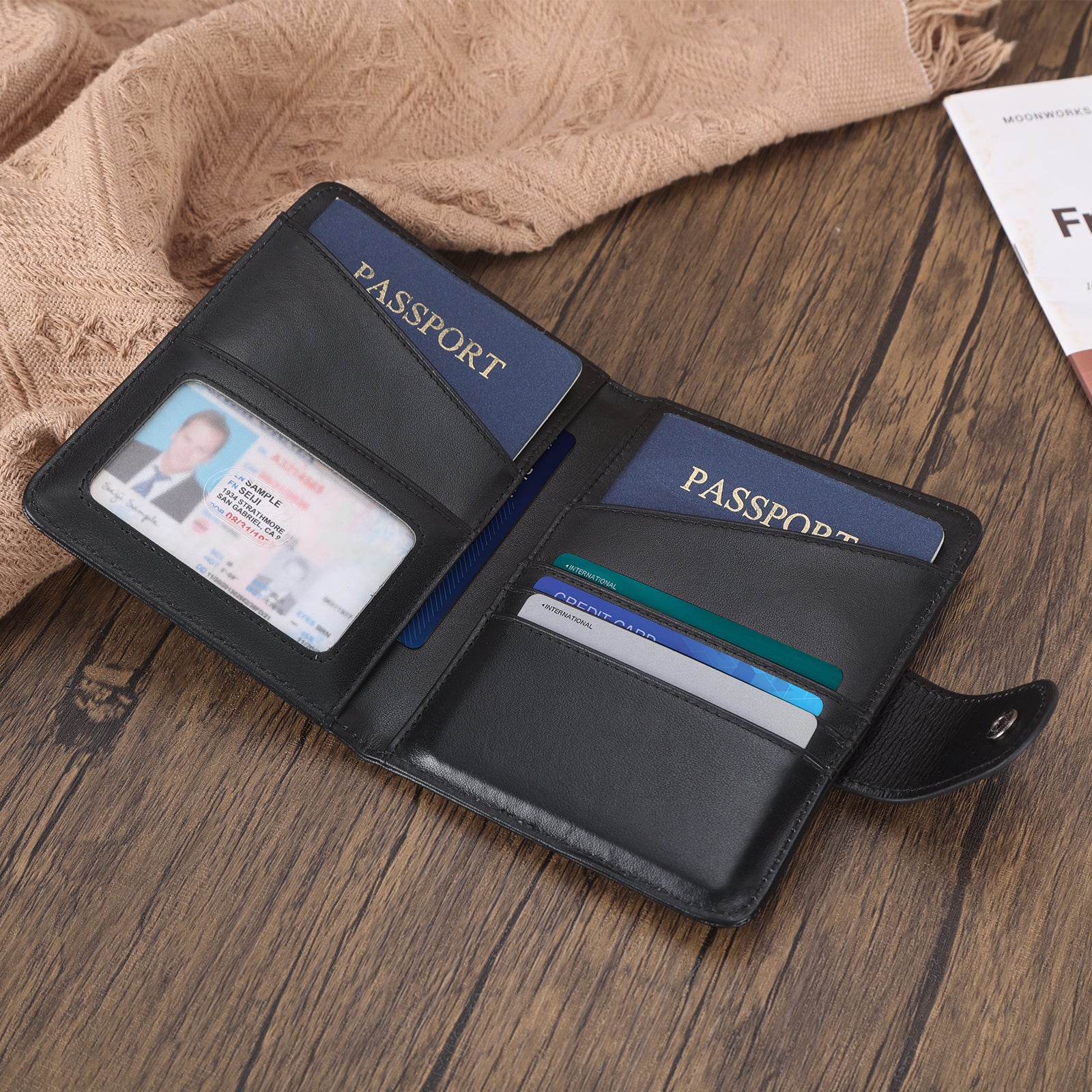 Travel Passport Holders 2 Passports with AirTag Slot (Scenario Shows)