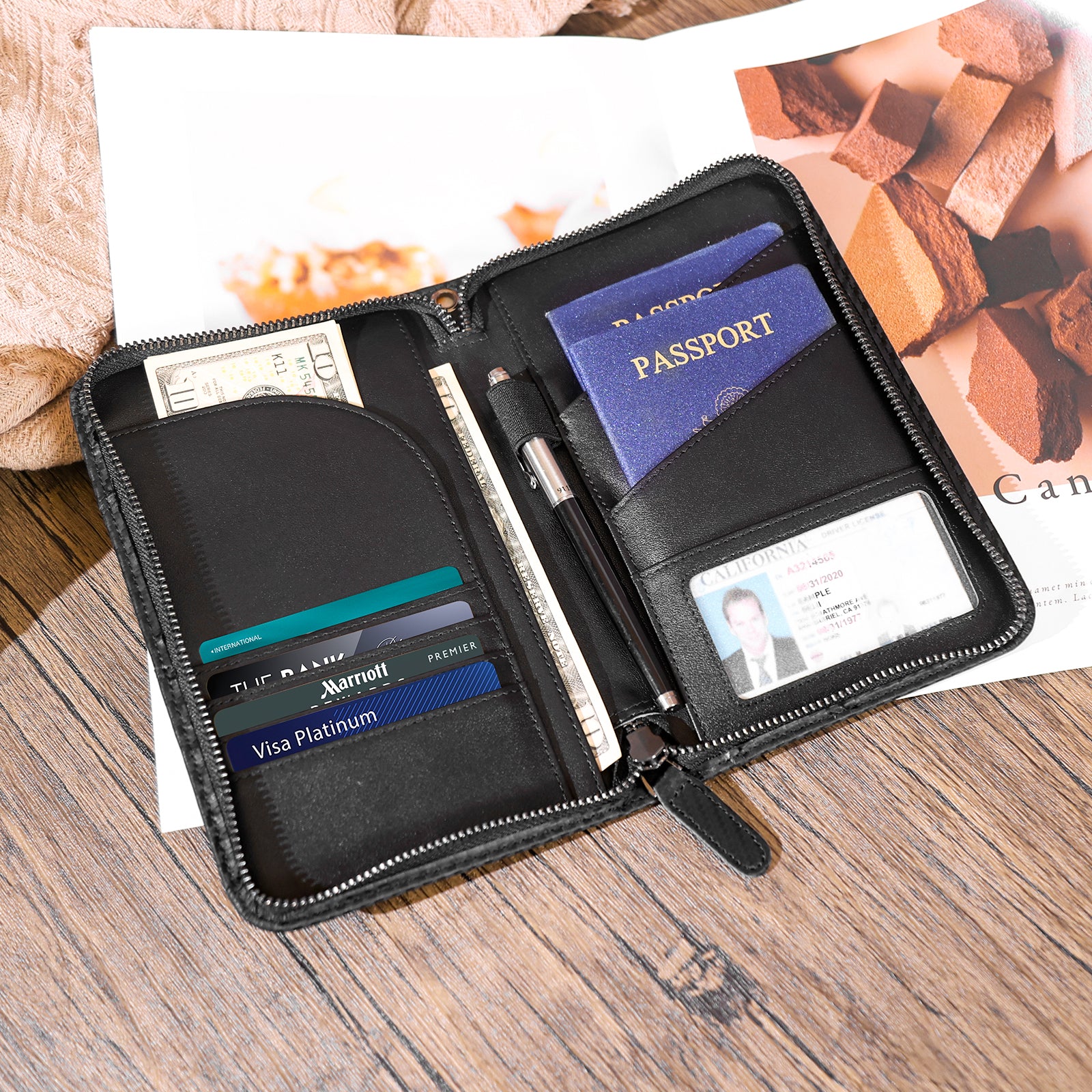 Travel Passport documents Package Travel Bag Pouch Passport ID Credit Card  Wallet Cash Holder Organizer Case