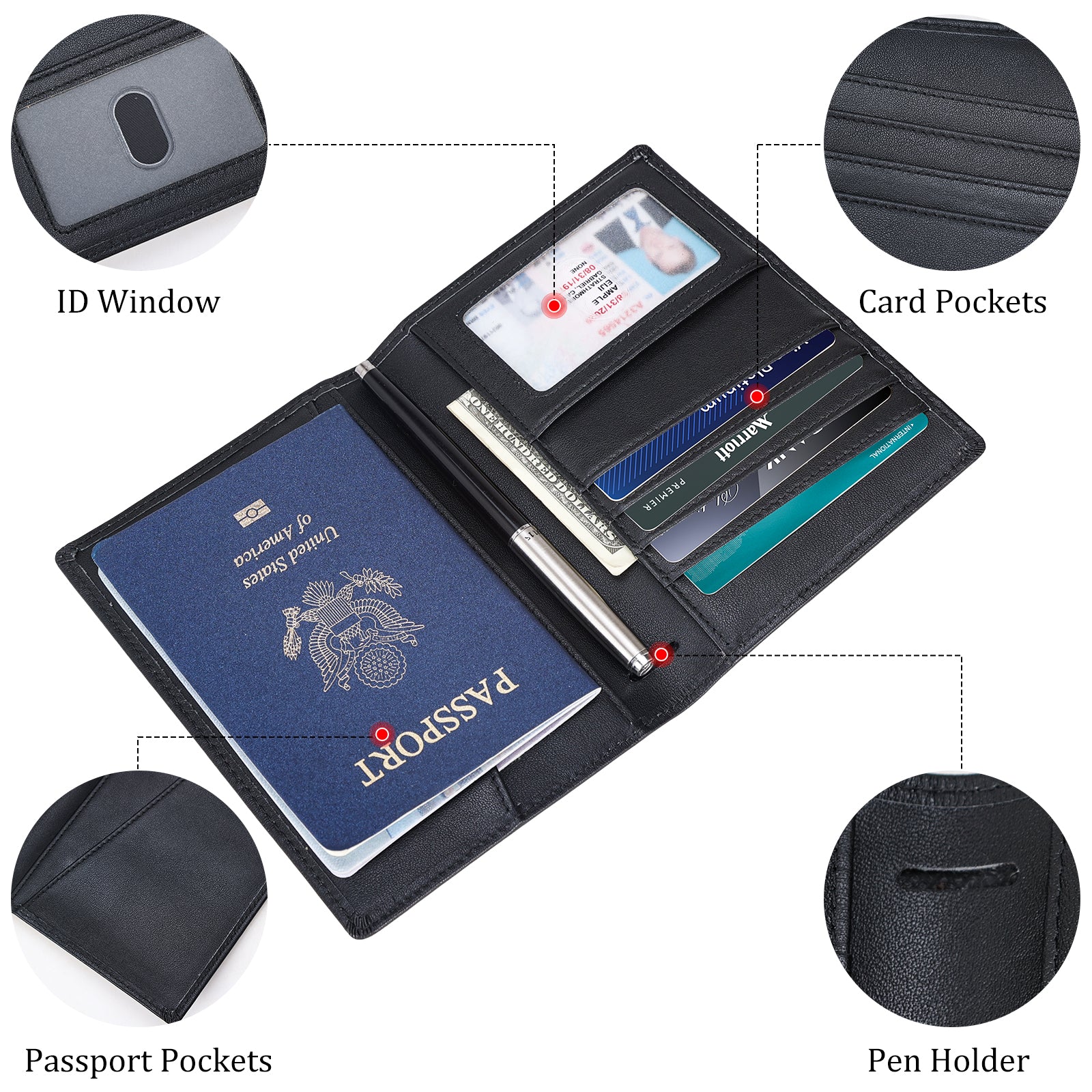 Travel Passport Cover Waterproof Passport Holder Multi-Function Id