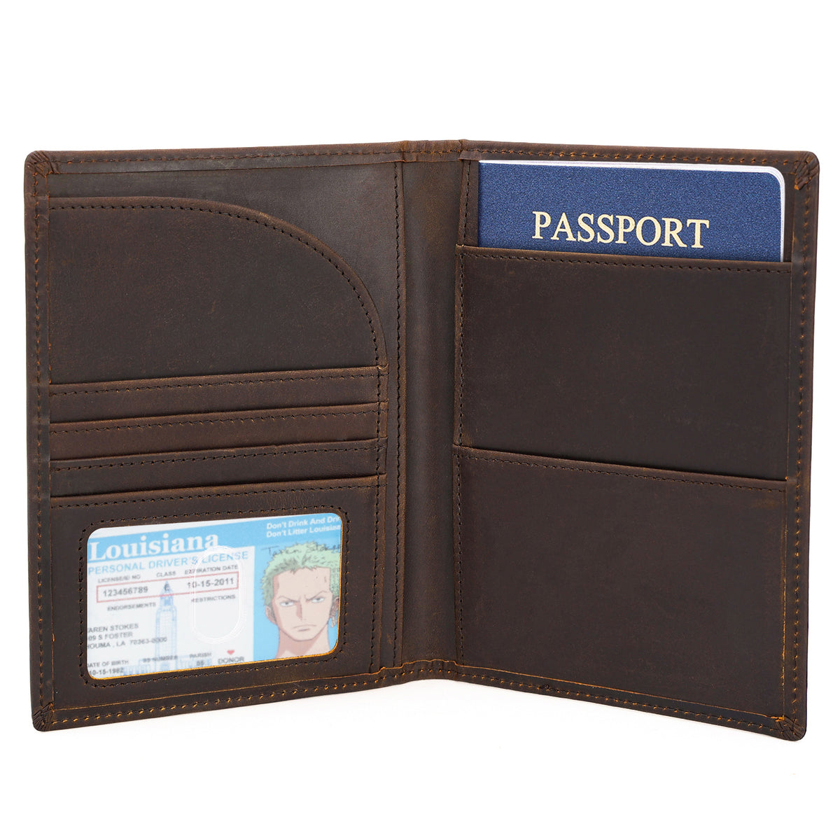 Polare Full Grain Leather Passport Holder Cover Case for Men RFID Blocking Travel Wallet Holds 4 Passports