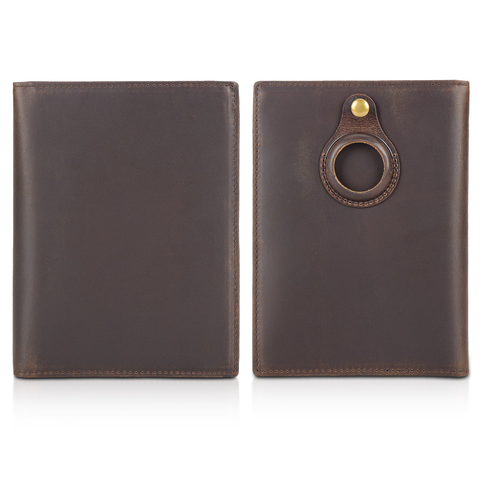 Full Grain Leather Passport Holder Wallet with AirTag Slot