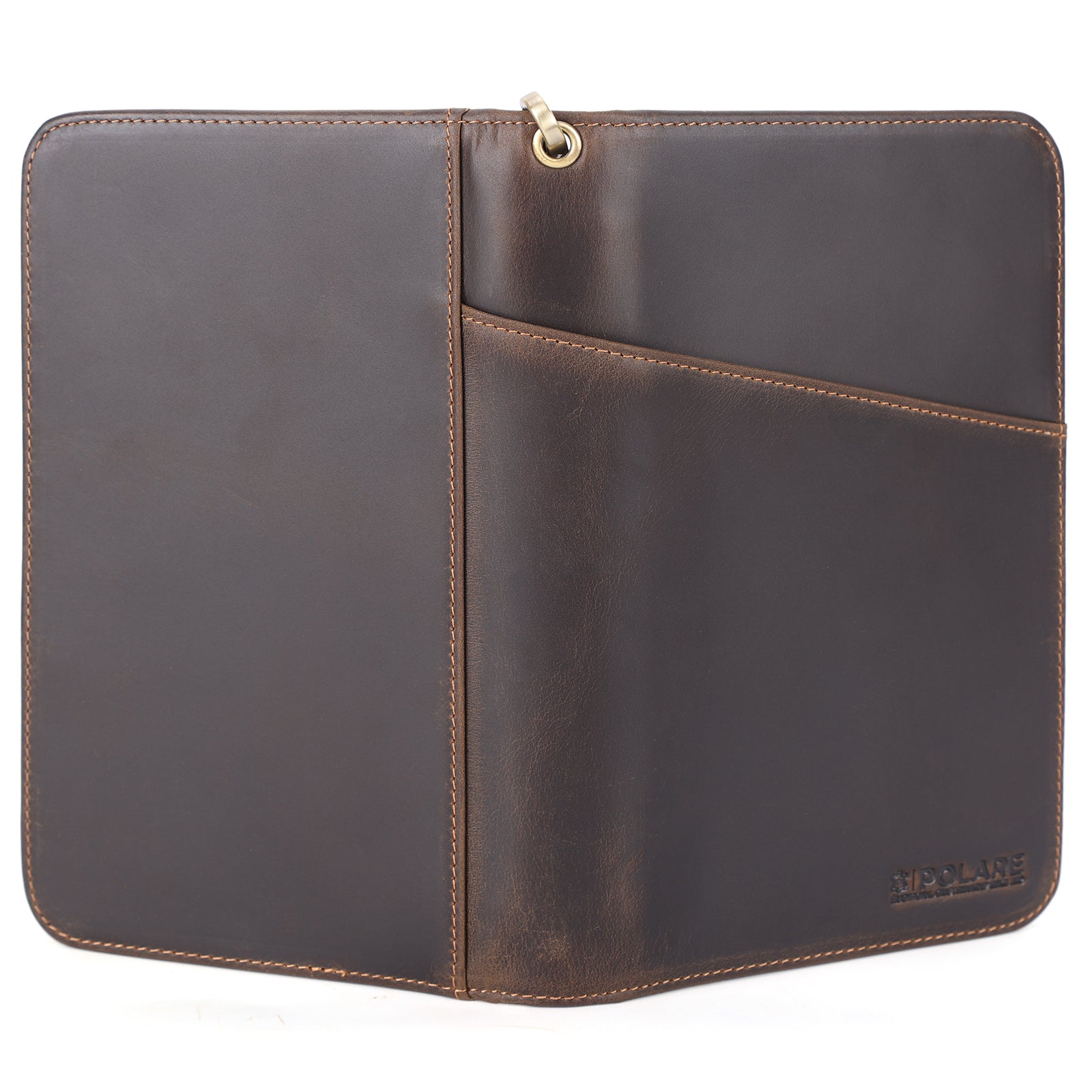 Leather Travel Passport Holder RFID Blocking with AirTag Slot (Back)