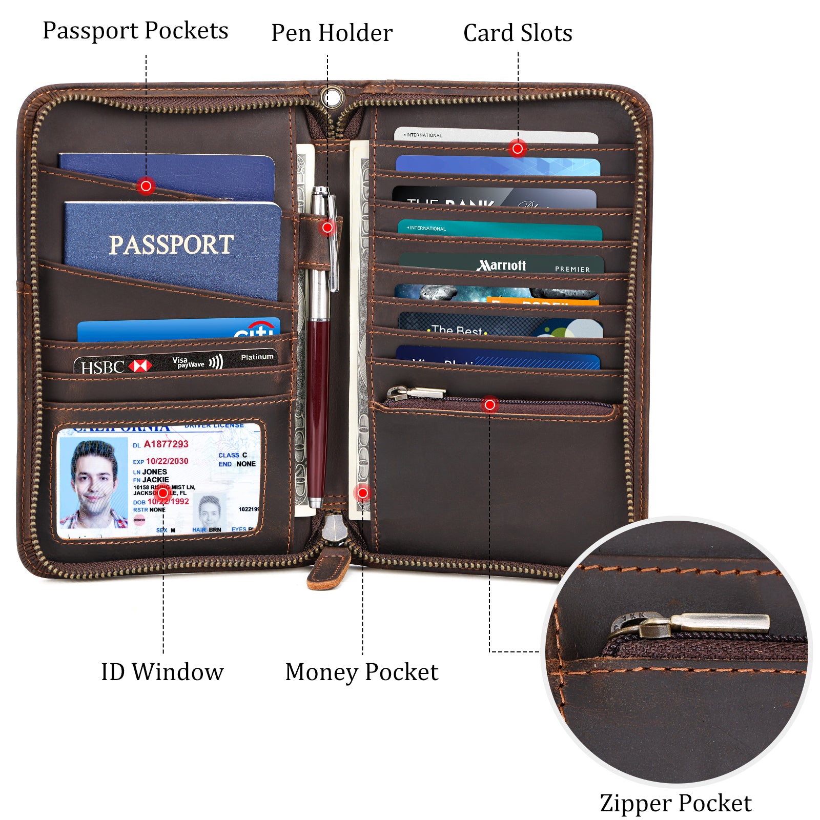 Hot Men Women Travel Wallet Family Long Passport Holder Creative RFID Large  Capacity Cell Phone Wallet Document Case Organizer - AliExpress