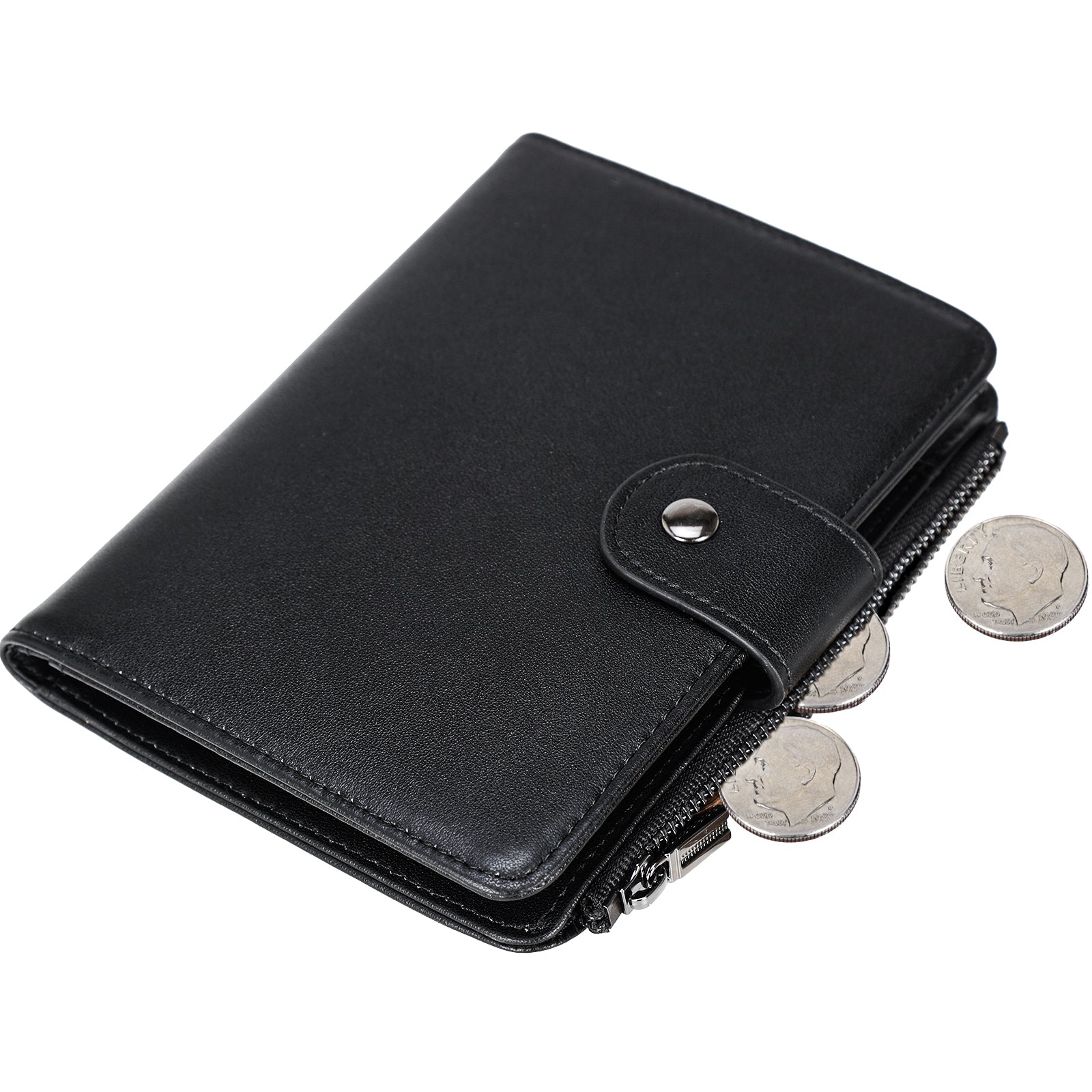 Polare Full Grain Leather Travel Passport Holder with YKK Zipper Pocke