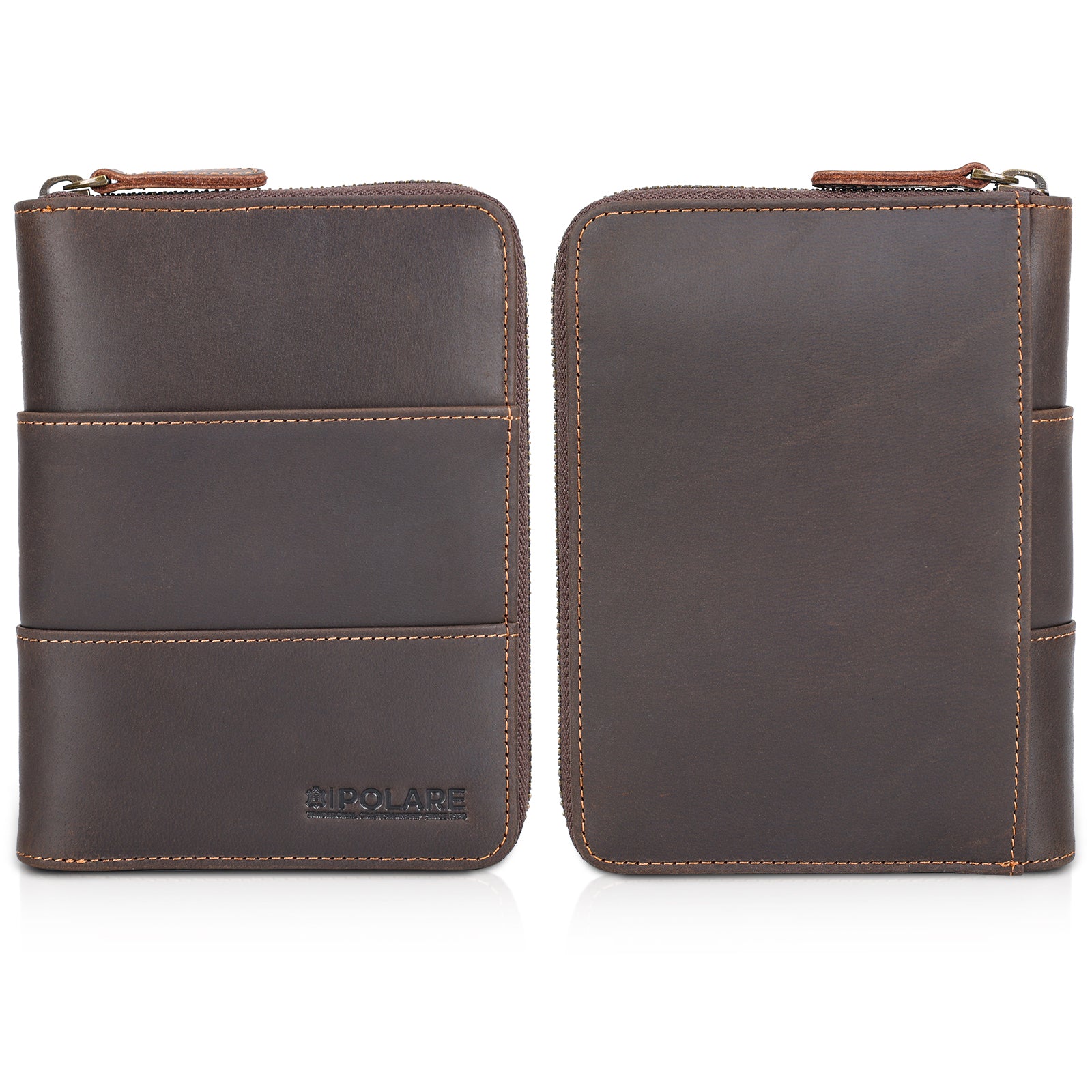 Full Grain Leather Travel Passport Wallet 2 Passports (Front/Back)