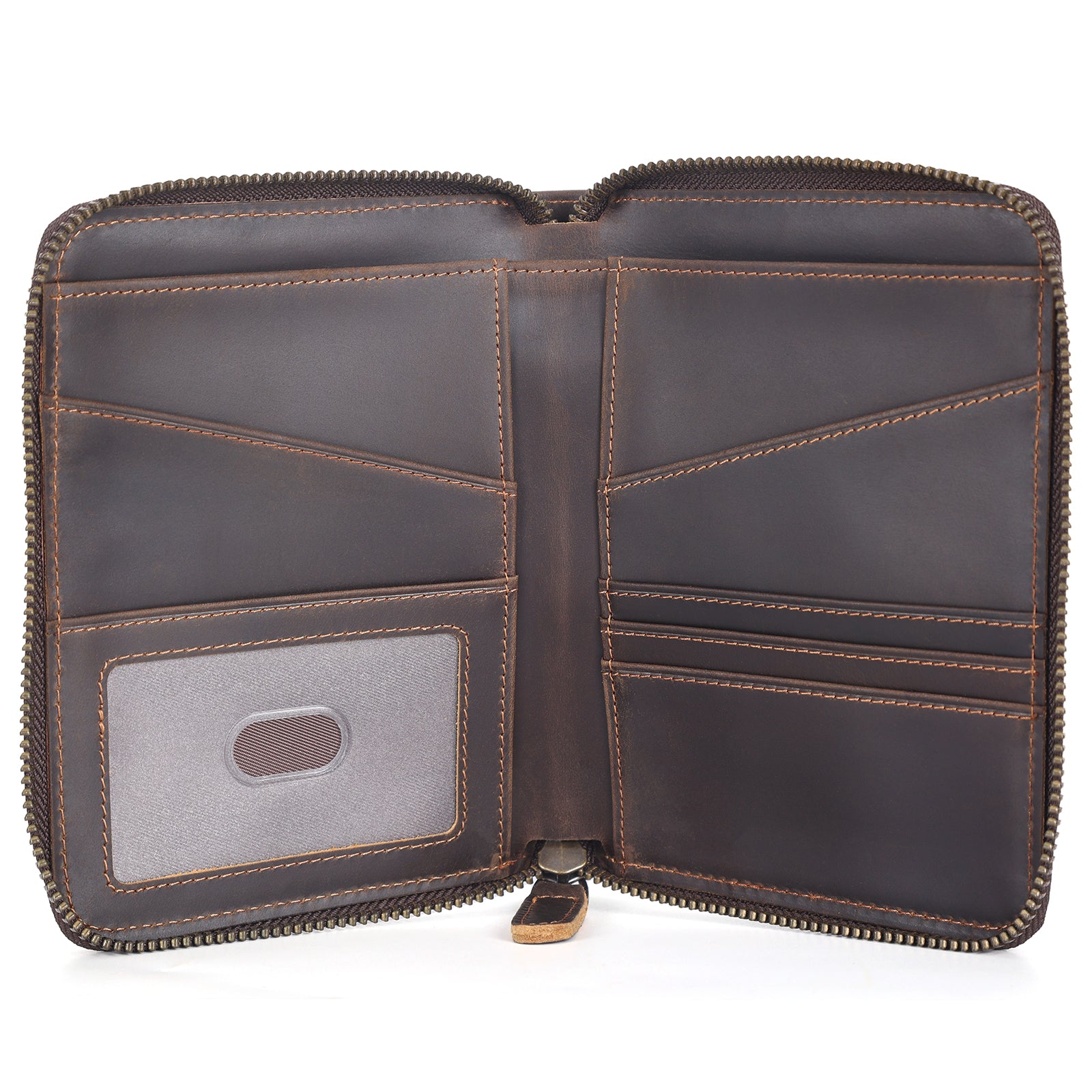 Full Grain Leather RFID Blocking Dual Passport Wallet (Inside)