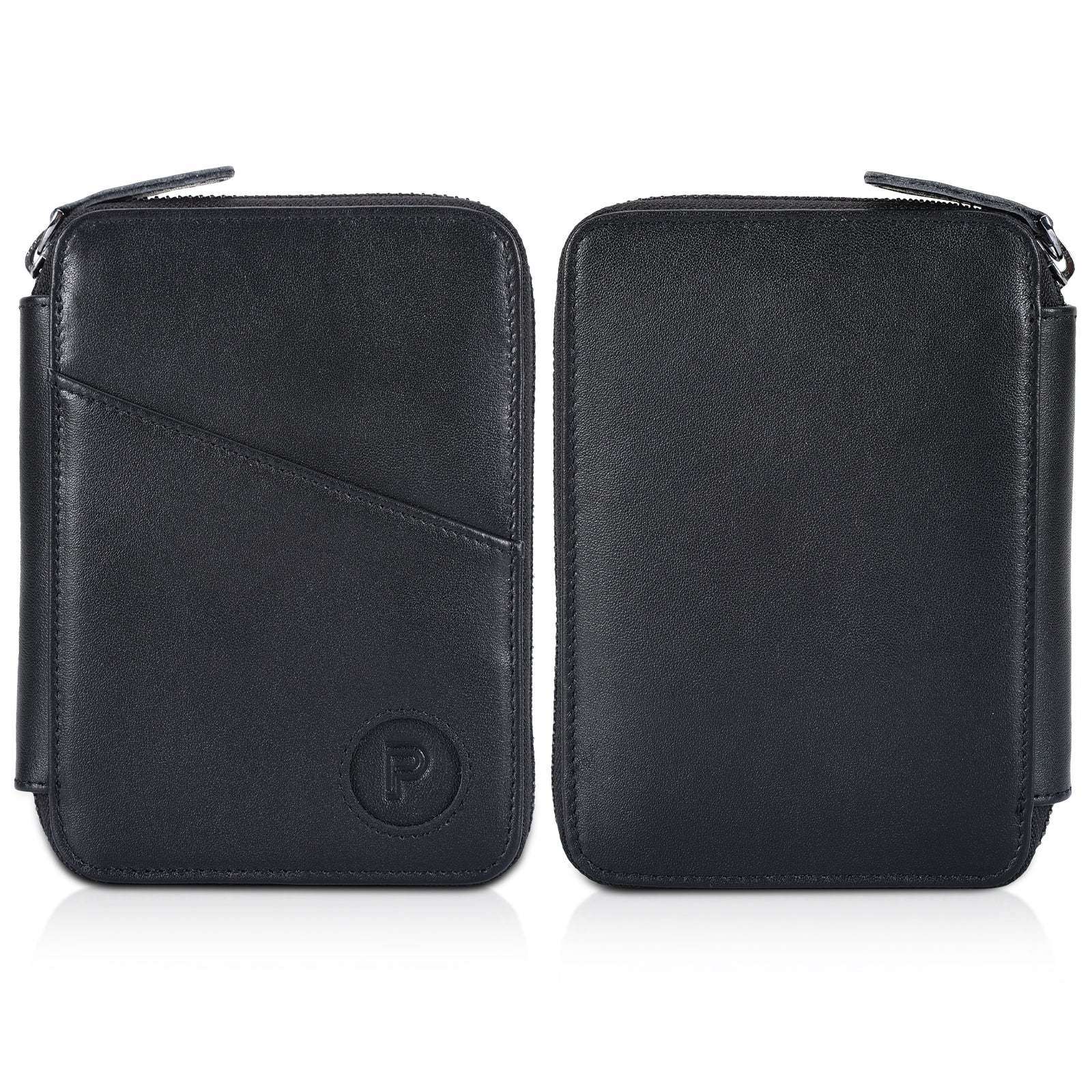 Full Grain Leather RFID Blocking Passport Wallet with AirTag Slot (Front/Back)