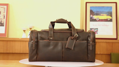 Men's Leather Duffel Bag 24 inch