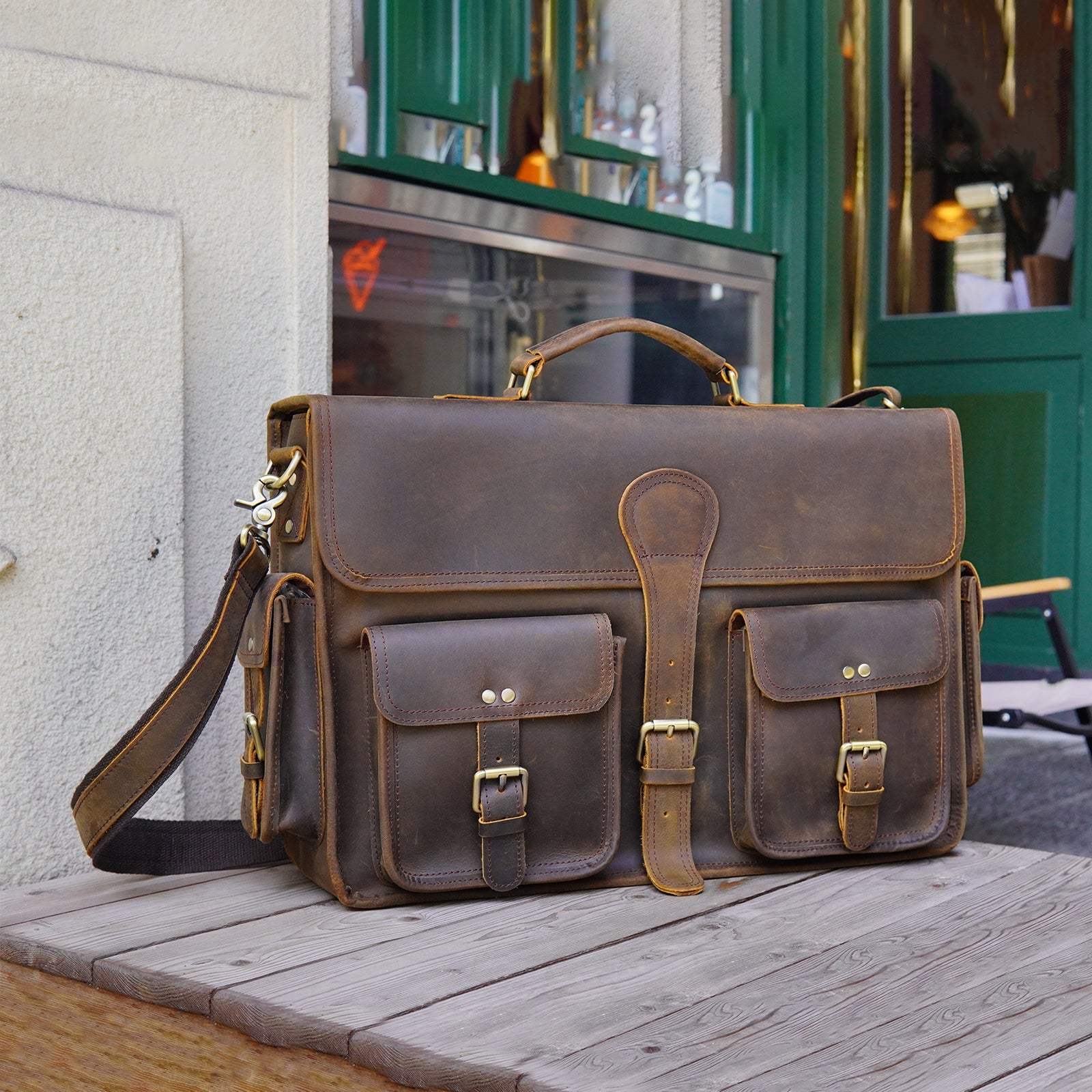 13 Men Vintage Genuine Leather Full Flap Messenger Laptop Satchel Shoulder  Bags