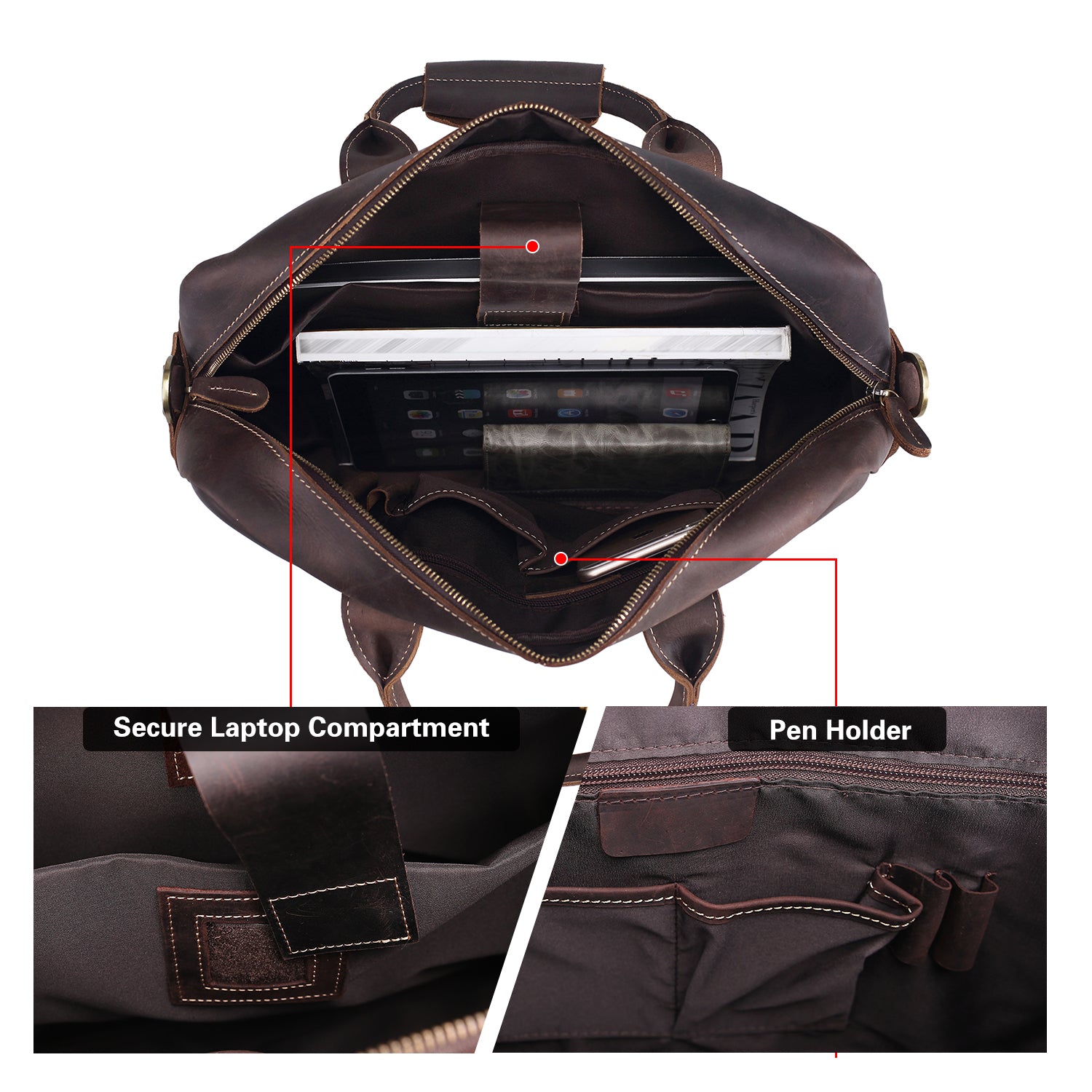 Laptop Leather Messenger Bag Briefcase for Men - Crossbody Bag – The Real  Leather Company