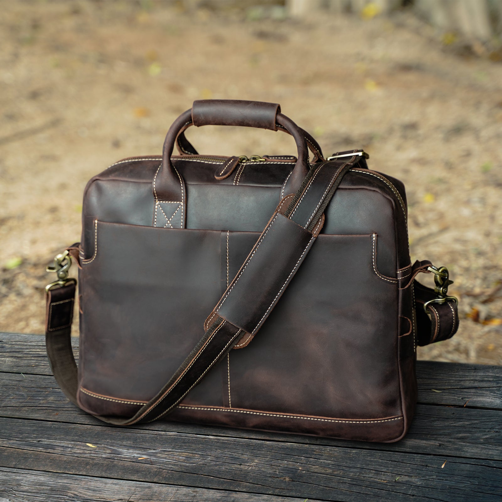 SPAHER Mens Leather Laptop Bag Briefcases For Men 15.6 Inch Leather Briefcase Business Work Laptop Handbag Shoulder Bag Messenger Bag with Removable