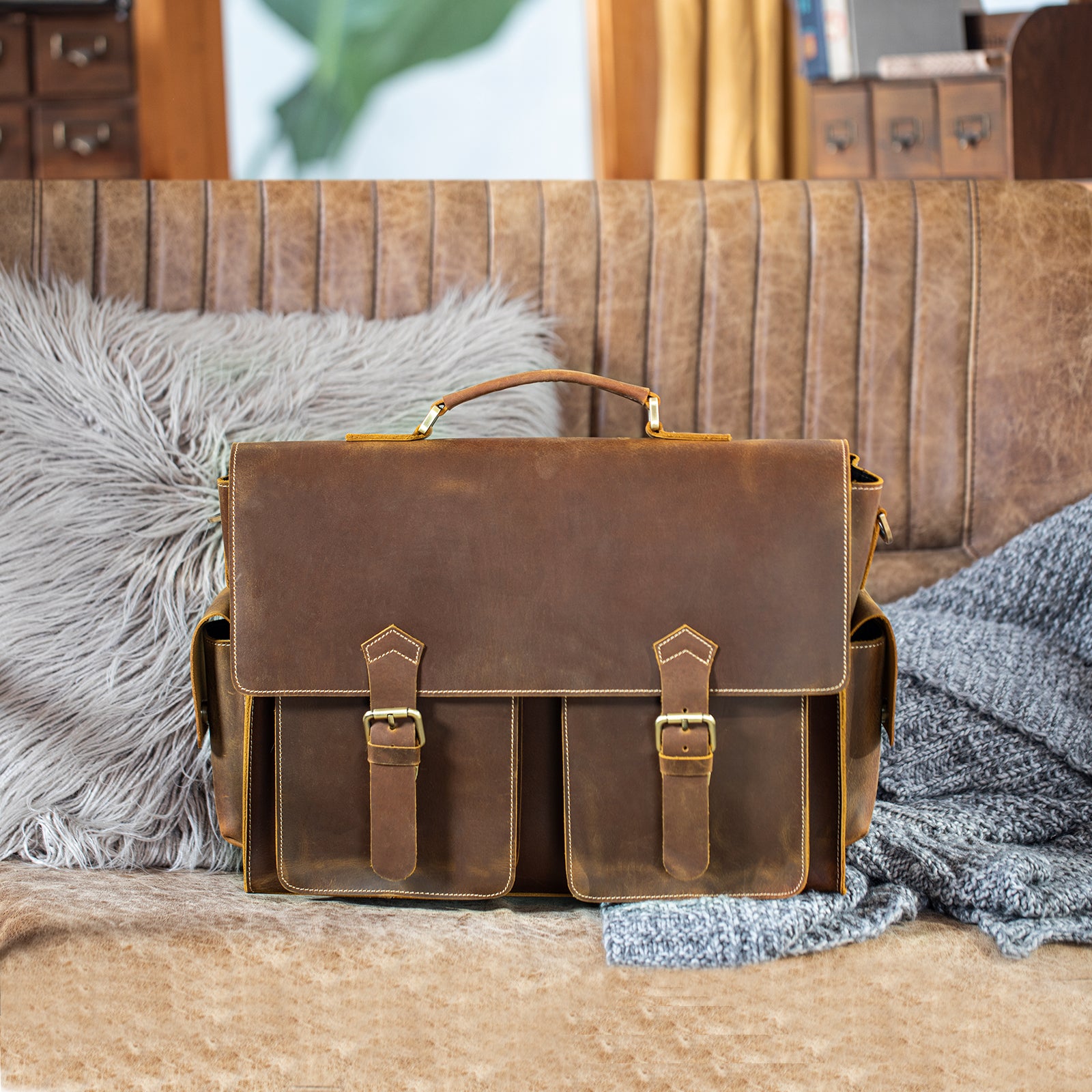 Handmade Brown Vintage Leather Bag, Messenger Bag, Briefcase, Briefcase,  School Bag, Laptop Bag, Pure Leather: Yes