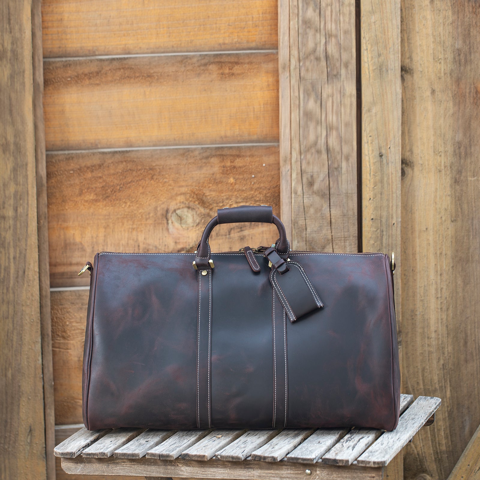 Polare 23´´ Classic Full Grain Leather Travel Duffel Weekender Bag