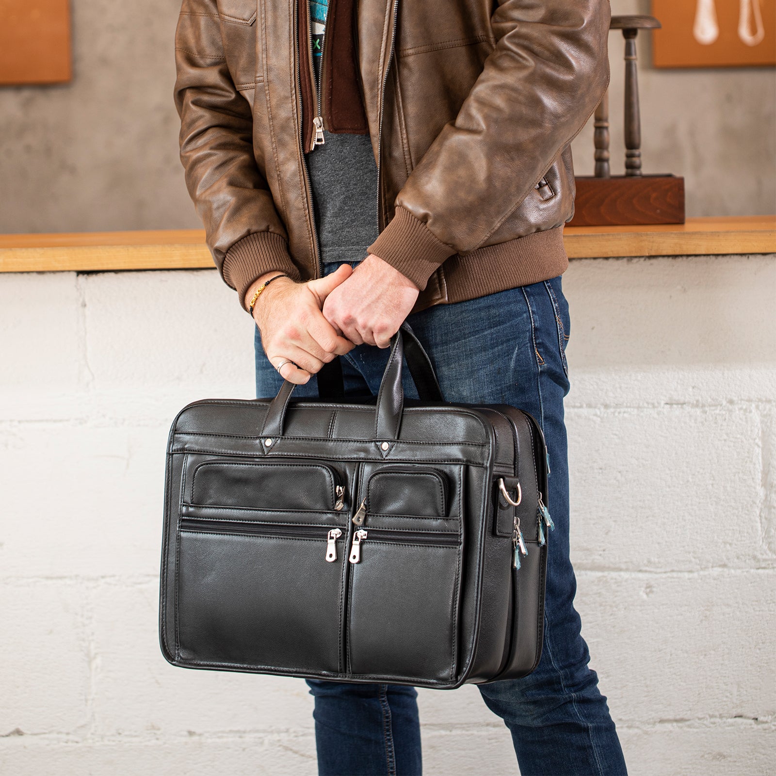 Leather attache case hot sale