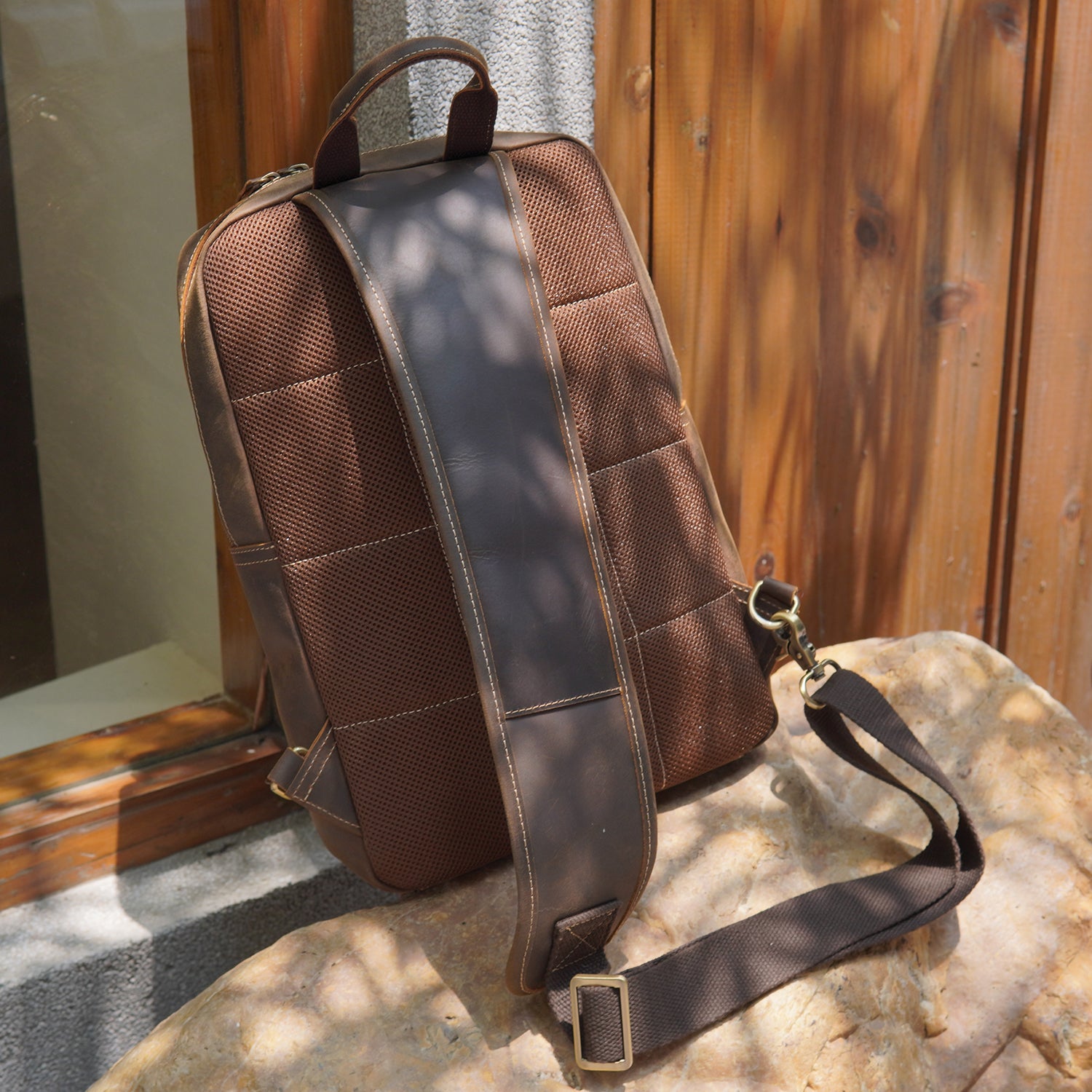 Polare Vintage Full Grain Leather Sling Bag for Men Multipurpose Daypack  Shoulder Chest Crossbody Bag Travel Backpack Large Fits iPad Pro 12.9