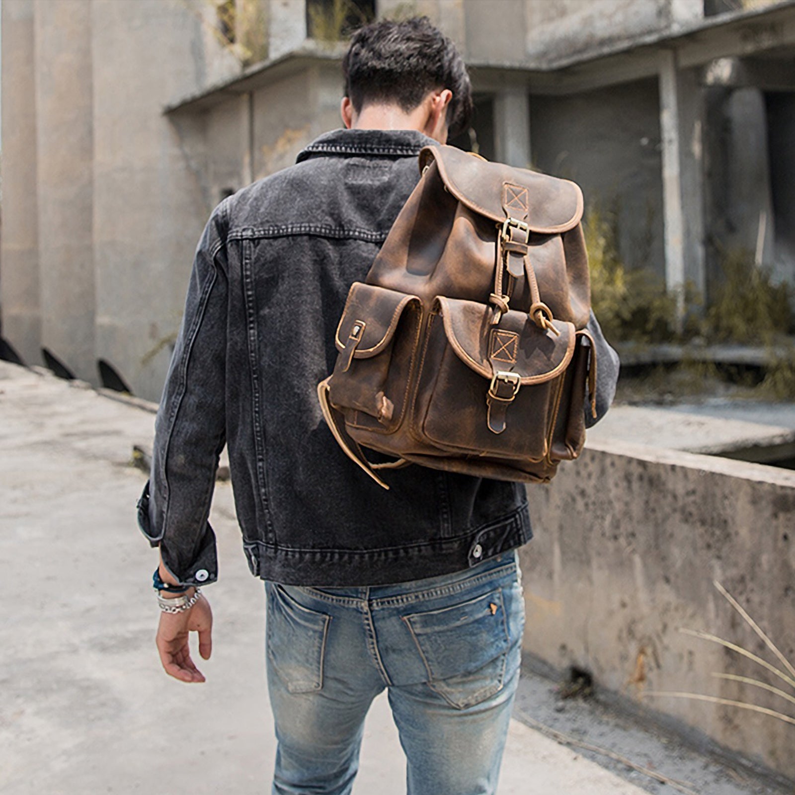 2021 Men Genuine Leather Classic Vintage Travel Bag Full-grain