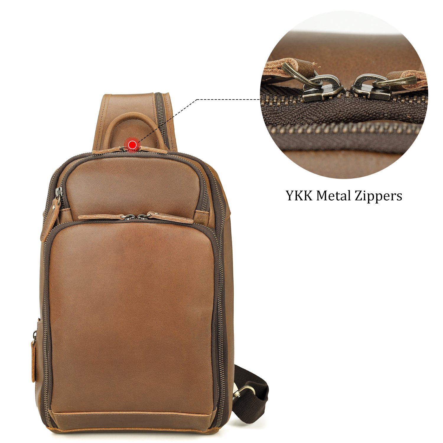 Small Daypacks Full Grain Leather Crossbody Sling Bag Travel Hiking Backpack