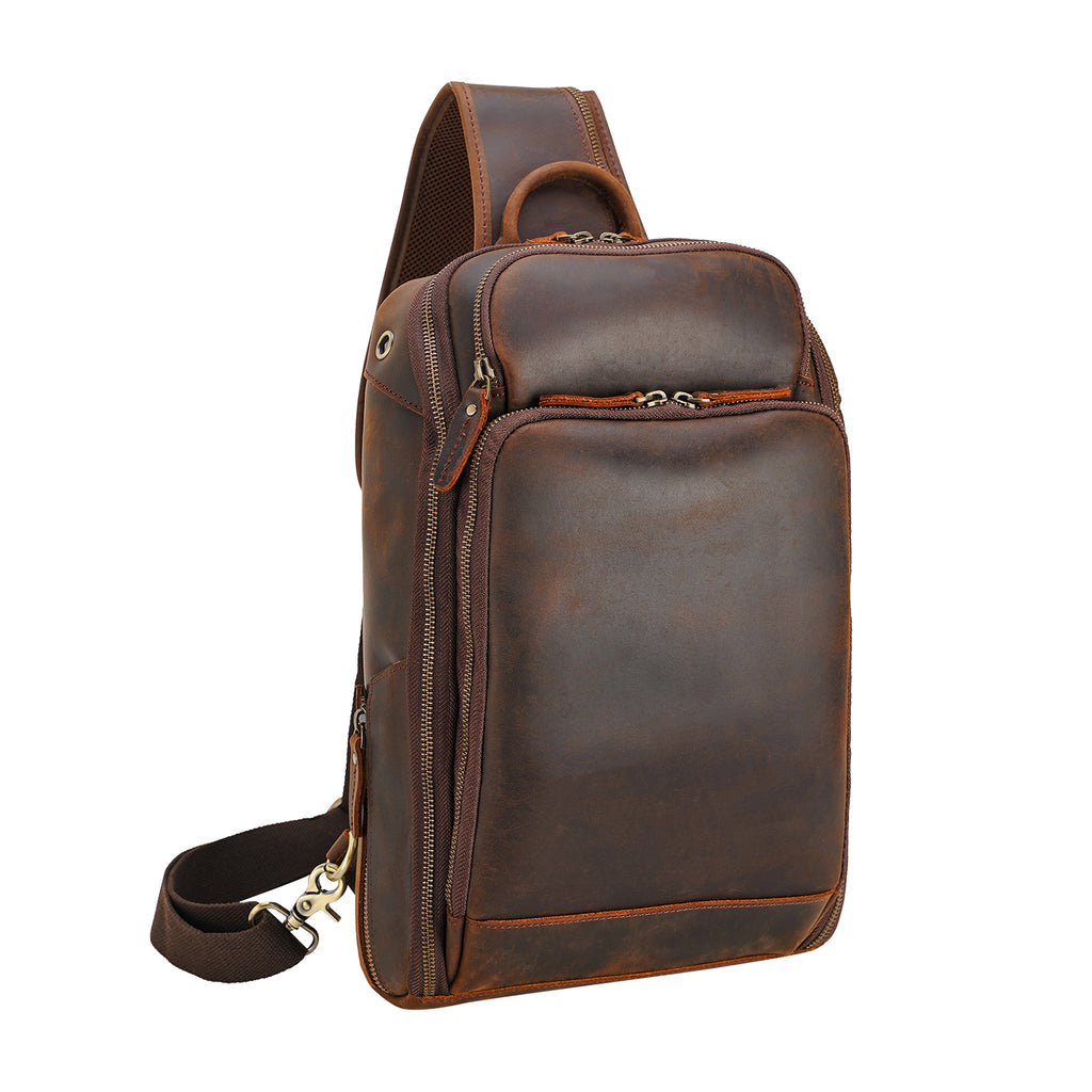 Polare Modern Style Sling Shoulder Bag Men's Travel/Hiking Daypack wit