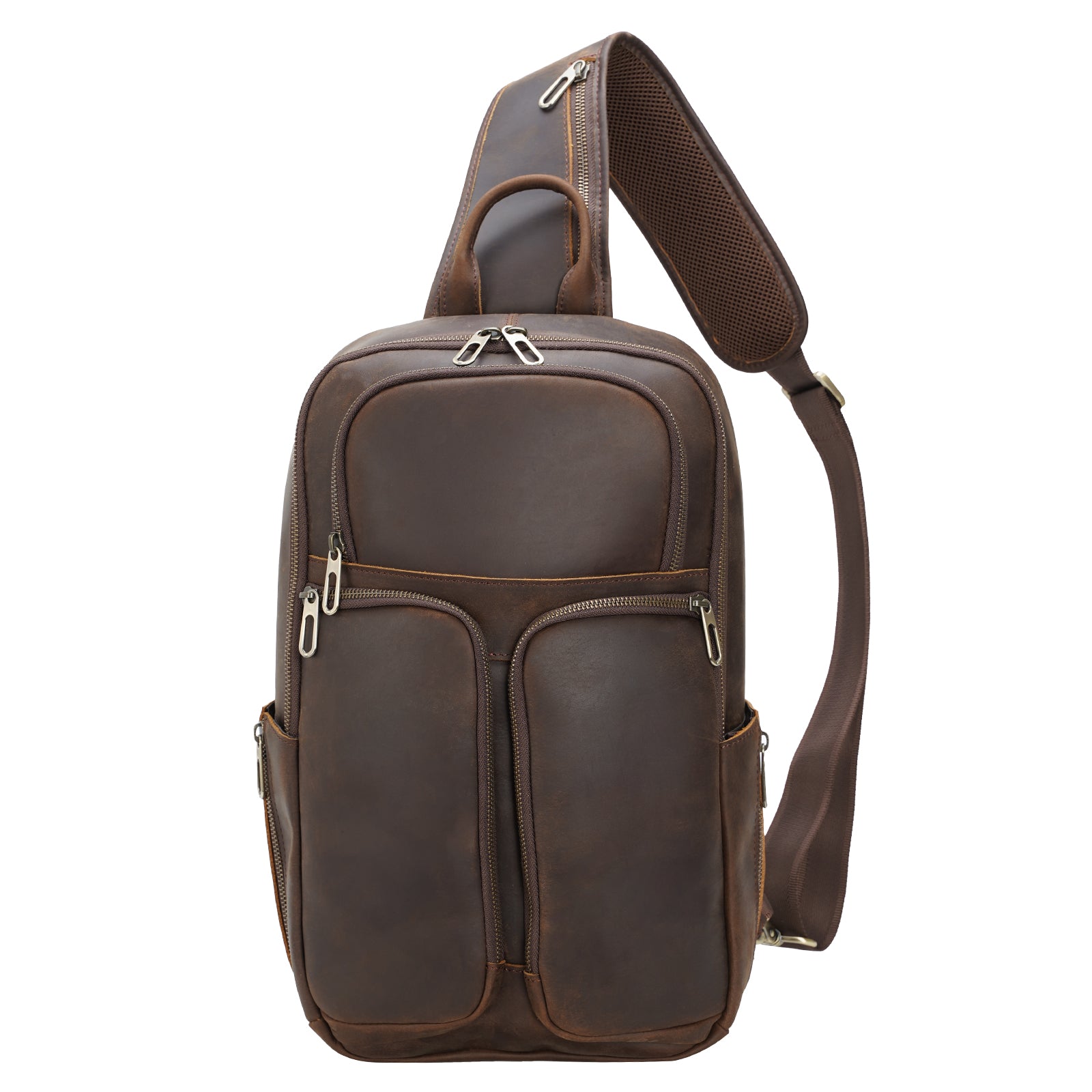 Men's Waist Bag, Solid Color Multipurpose Chest Bag Crossbody Bag for Boys,  Black/Brown 