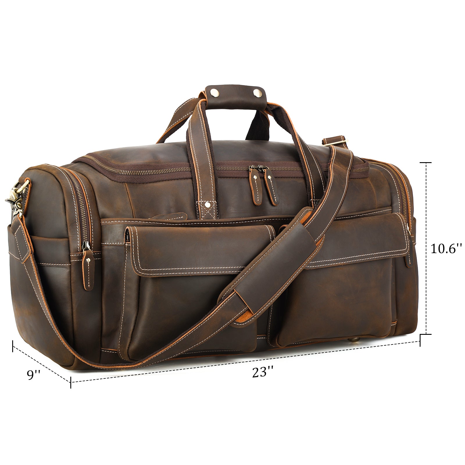 Polare Leather Duffle Weekend Travel Bag For Men With Full Grain Cowhi