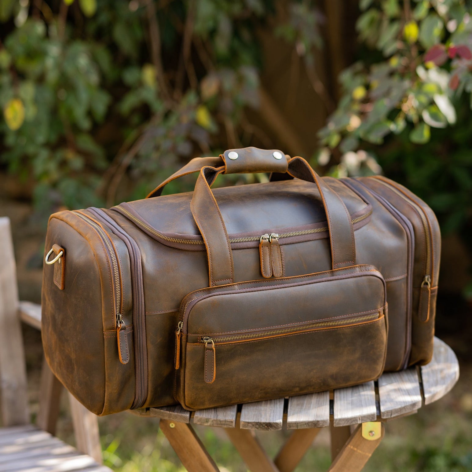 Leather duffle hotsell